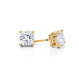 Yellow gold lab diamond stud earrings, 4 carats.