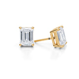 Yellow gold studs with 4ct emerald lab-grown diamonds.