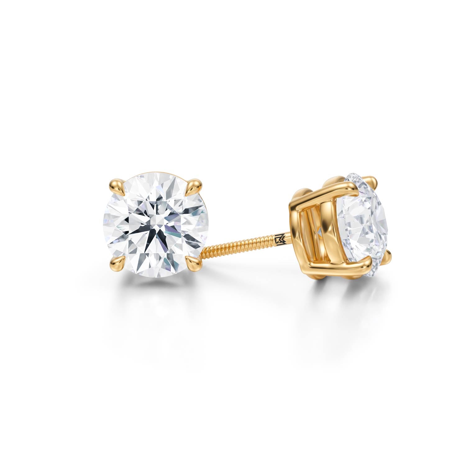 4ct Lab Grown Diamond Studs in Yellow Gold