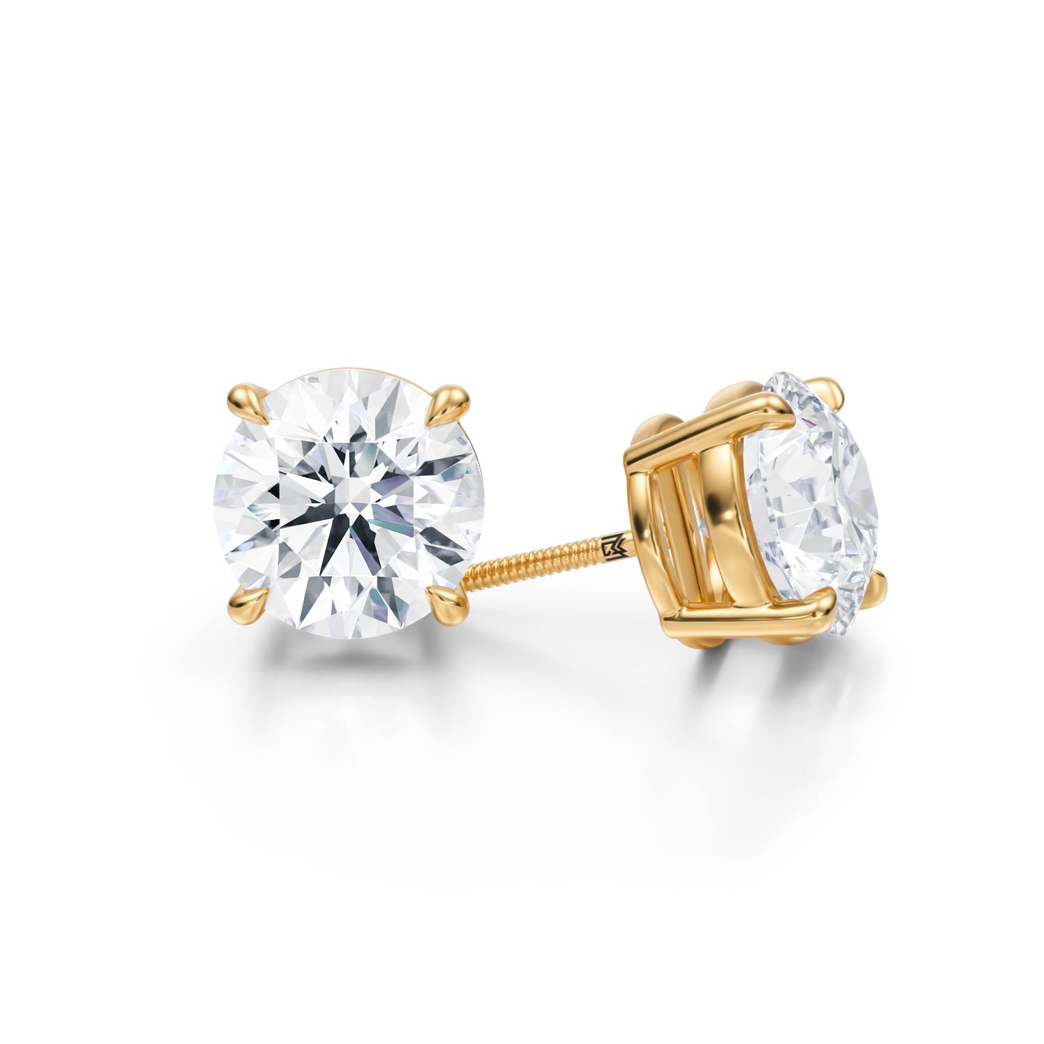 6ct Lab Grown Diamond Studs in Yellow Gold