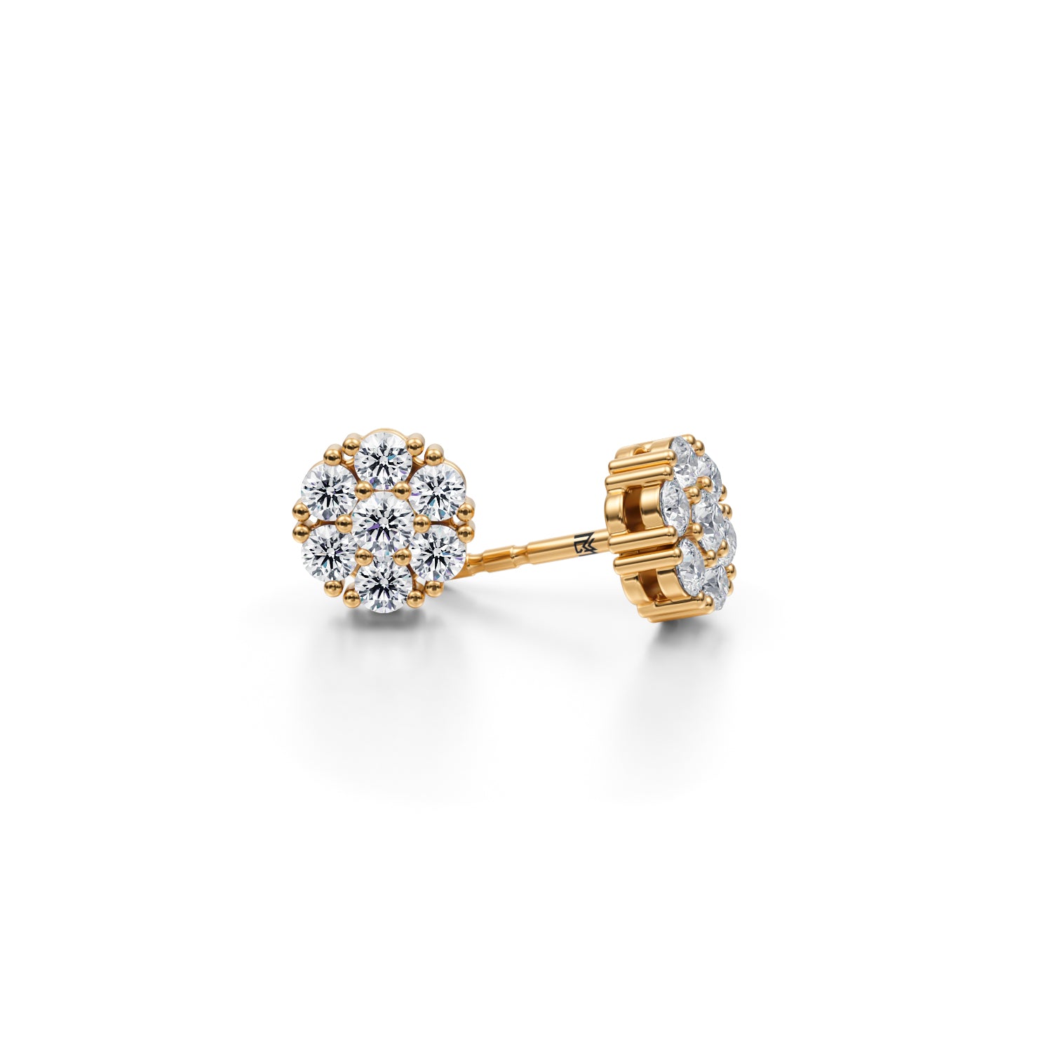 Round Cluster Stud Earrings 3/4 Carat