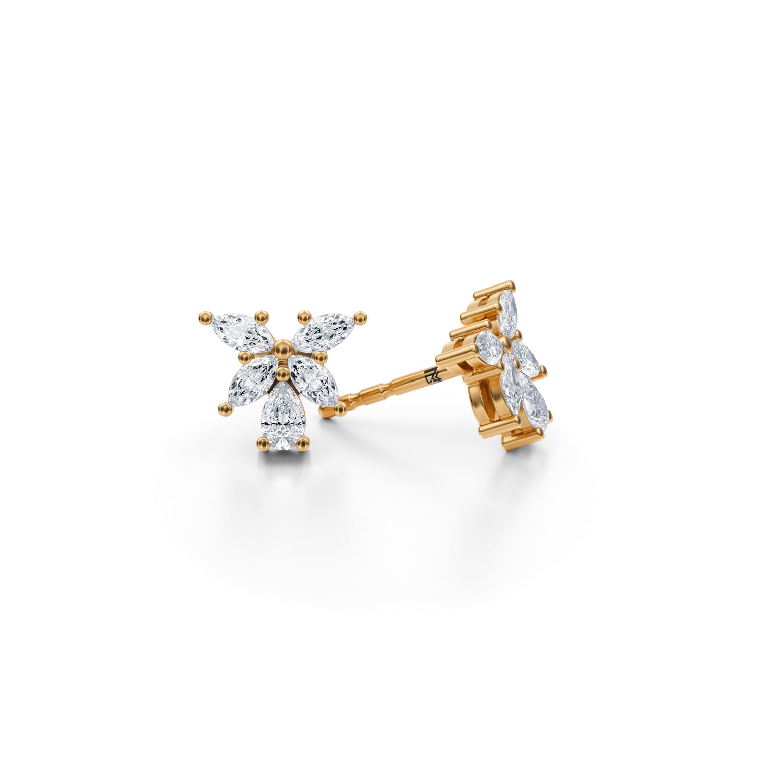 Marquise And Pear Cluster Butterfly Stud Earrings