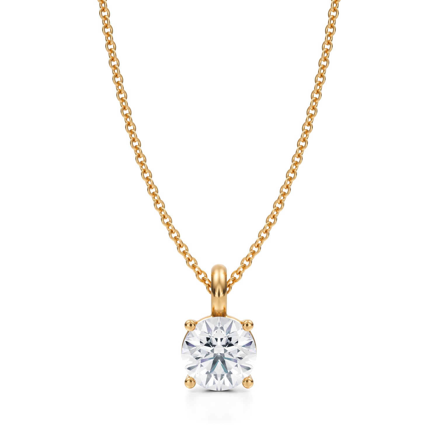 1 Carat Round Lab Grown Diamond Solitaire Pendant