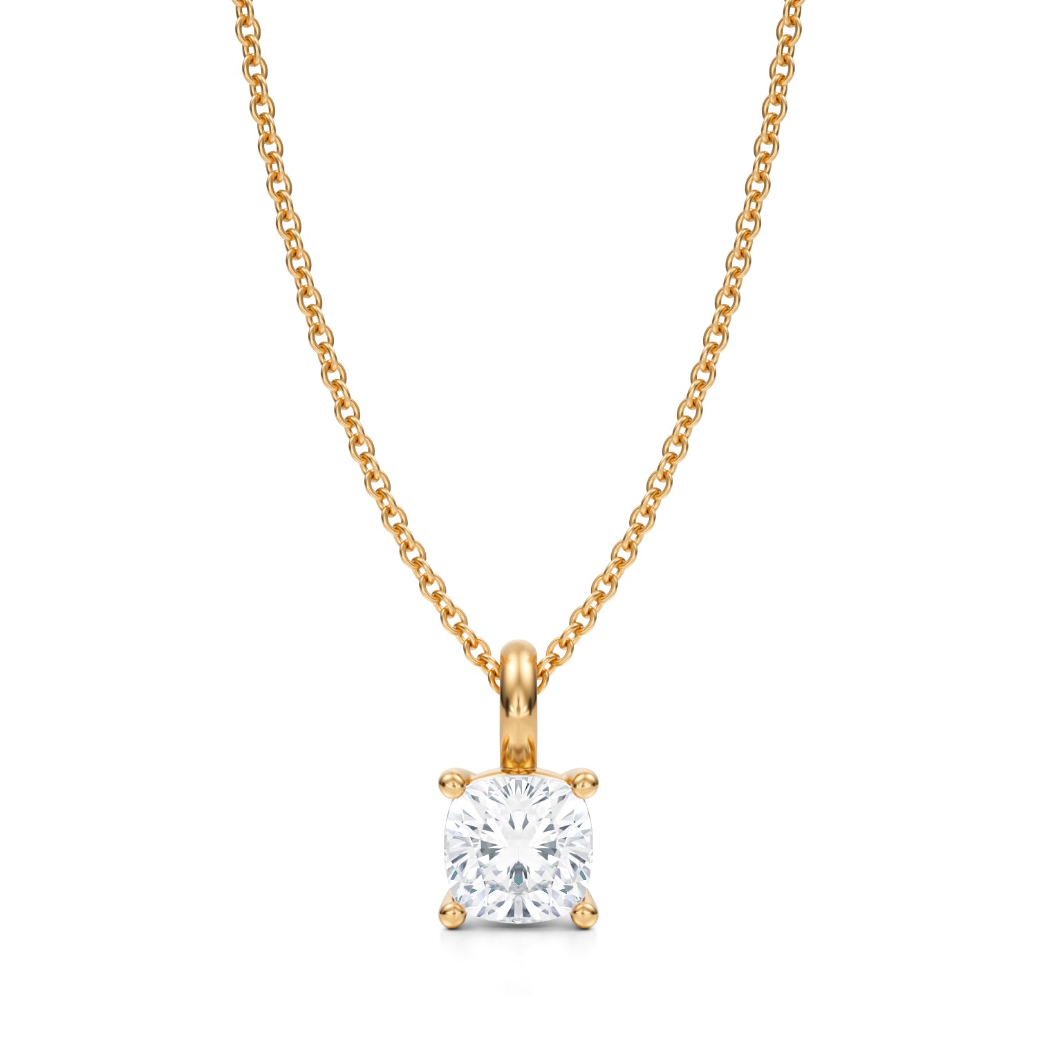 1 Carat Cushion Lab Grown Diamond Solitaire Pendant