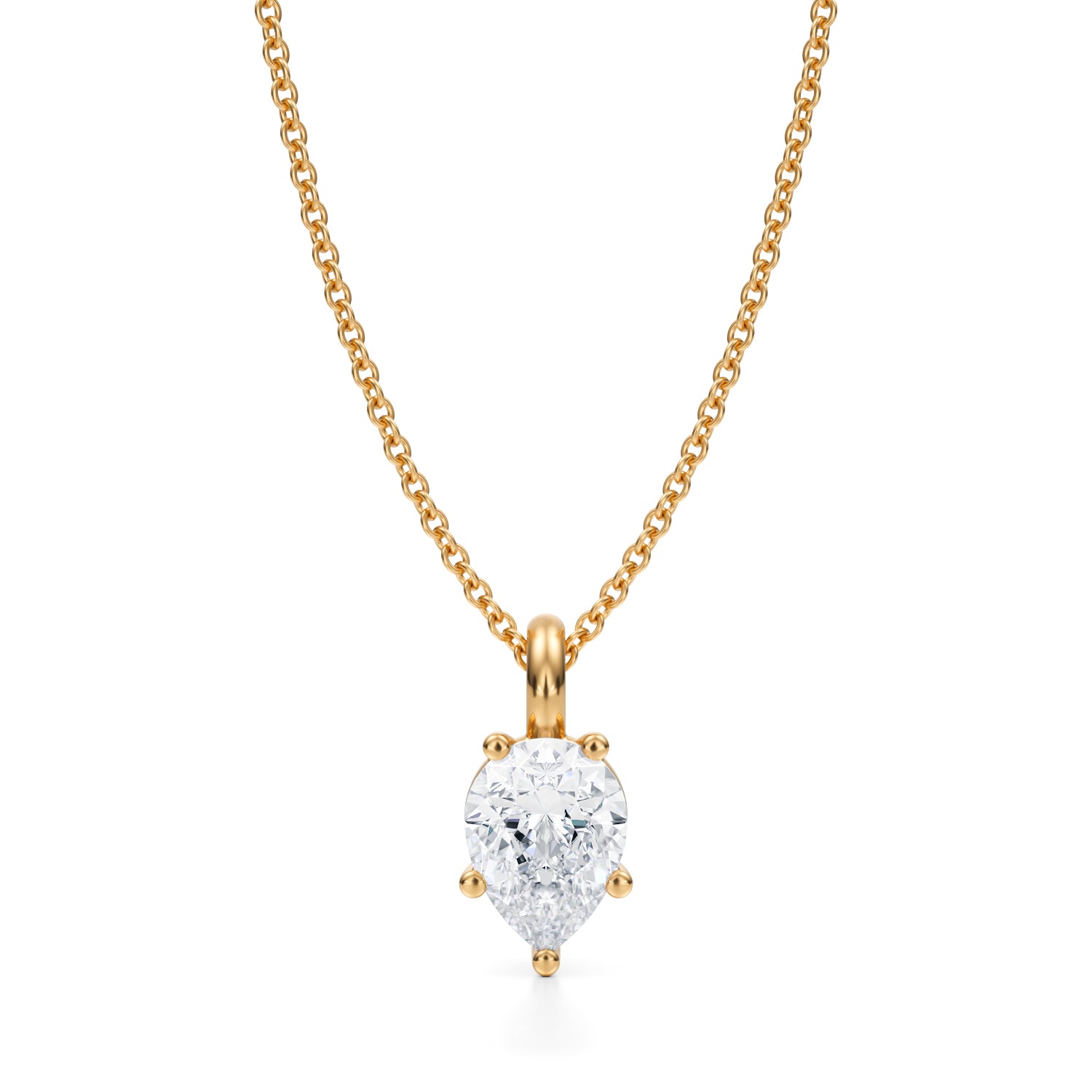 1 Carat Pear Lab Grown Diamond Solitaire Pendant