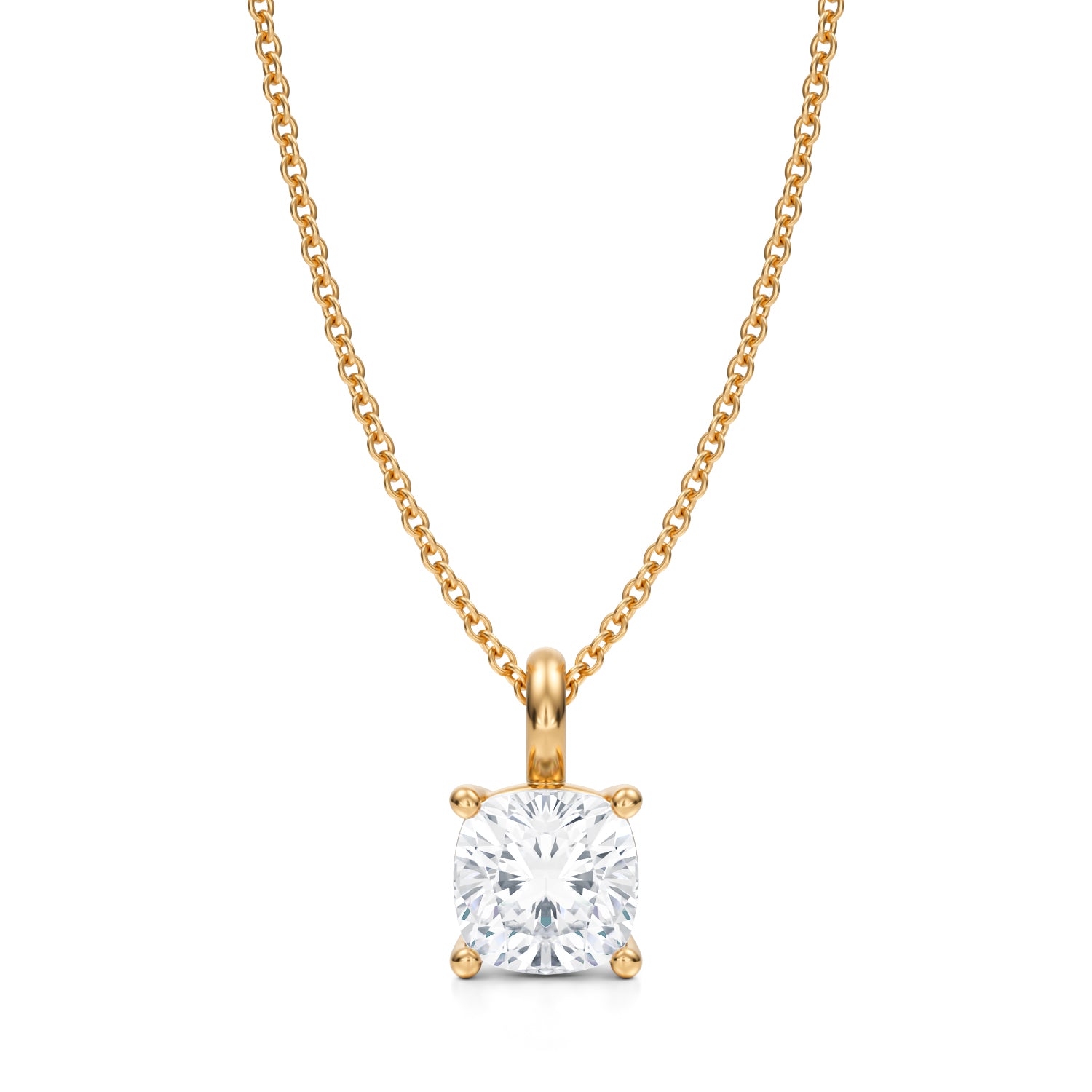 1 1/2 Carat Cushion Lab Grown Diamond Solitaire Pendant