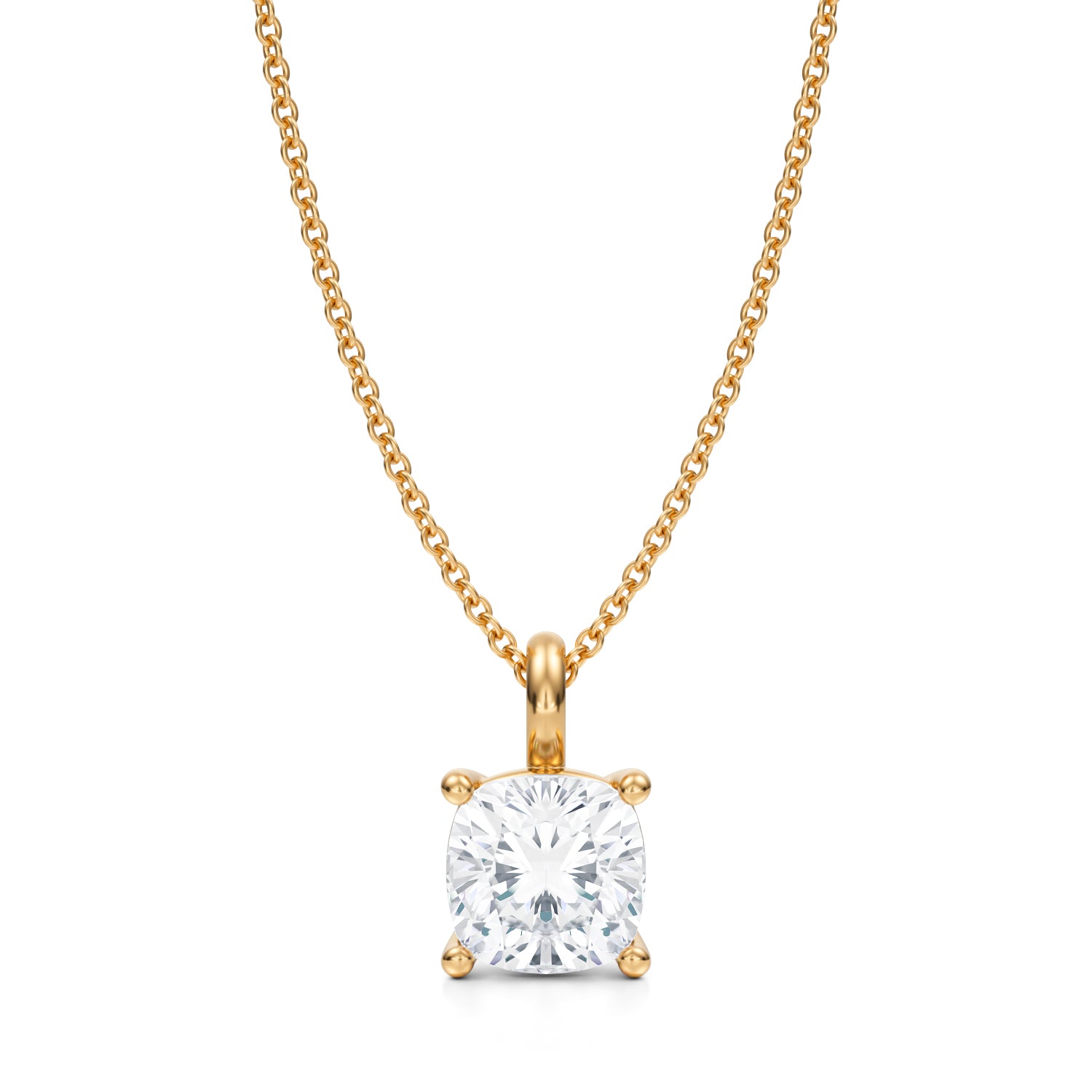 2 Carat Cushion Lab Grown Diamond Solitaire Pendant