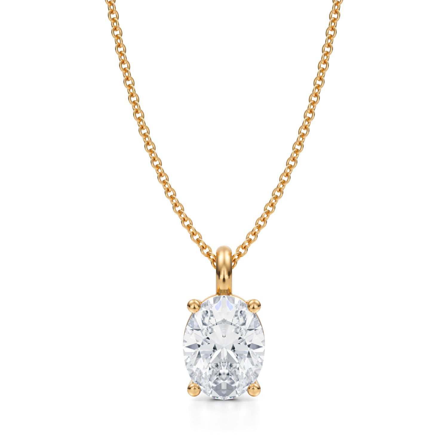 2 Carat Oval Lab Grown Diamond Solitaire Pendant