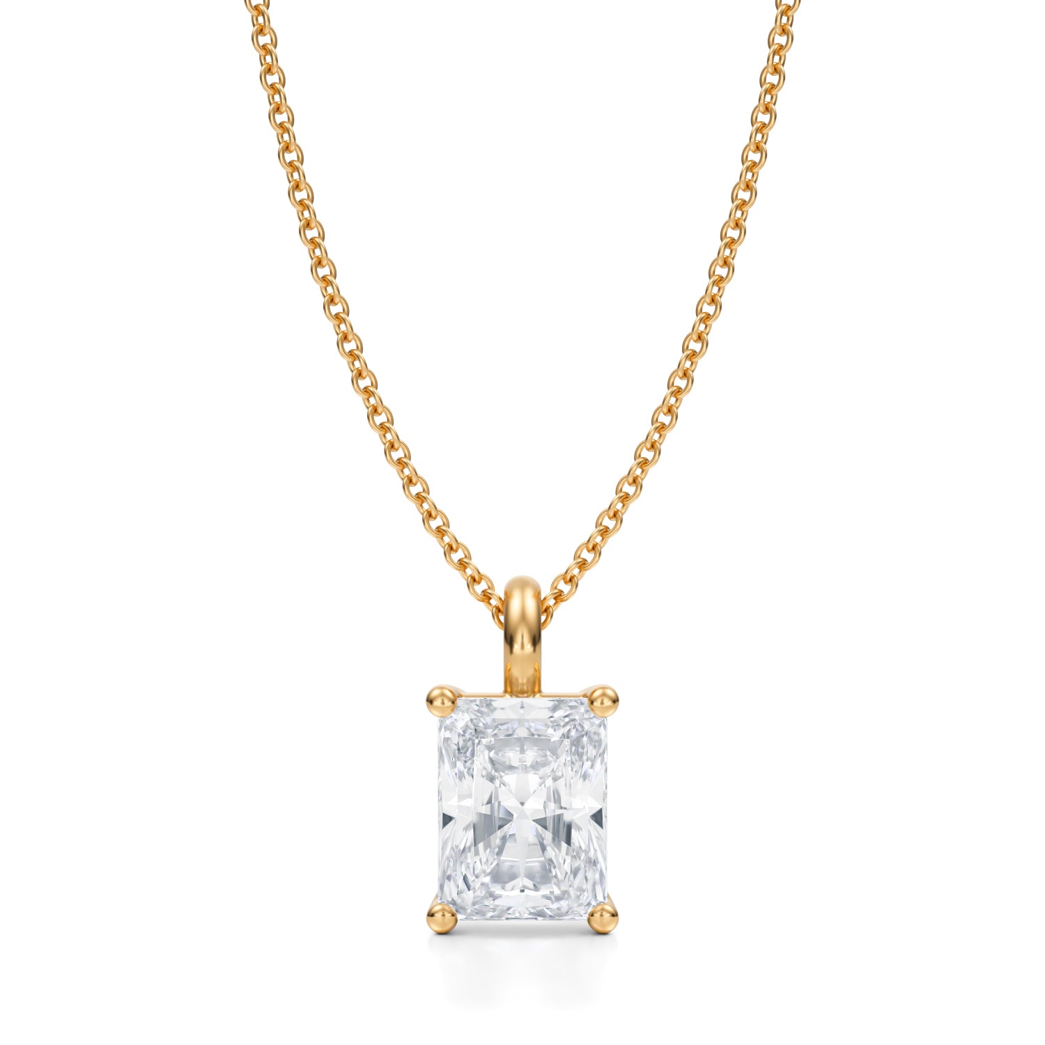 2 Carat Radiant Lab Grown Diamond Solitaire Pendant