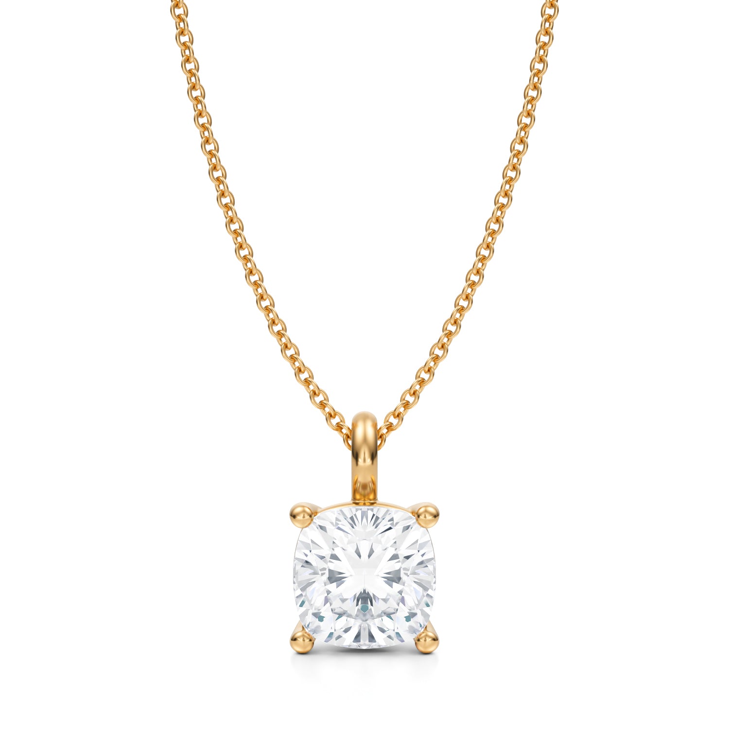 2 1/2 Carat Cushion Lab Grown Diamond Solitaire Pendant