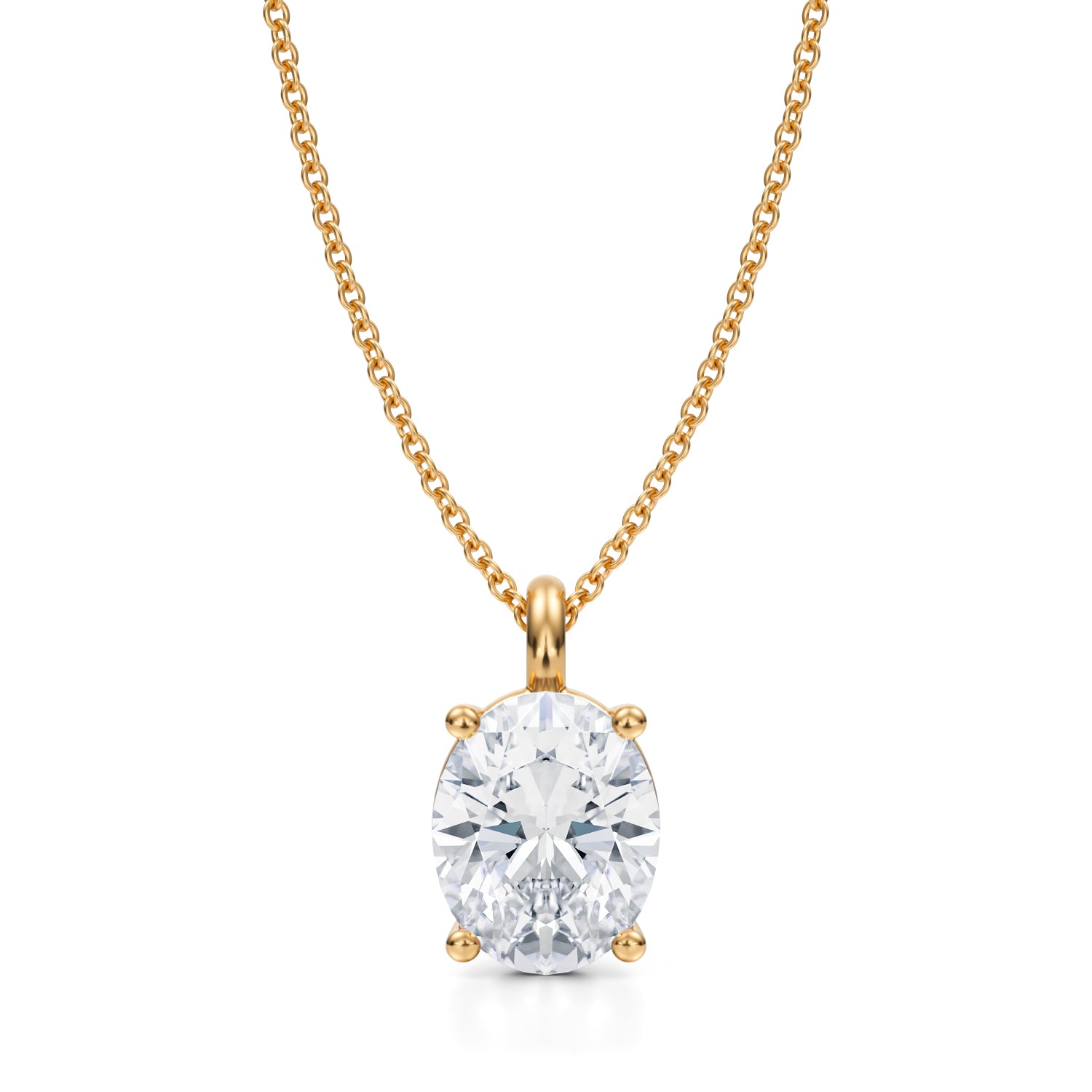 2 1/2 Carat Oval Lab Grown Diamond Solitaire Pendant