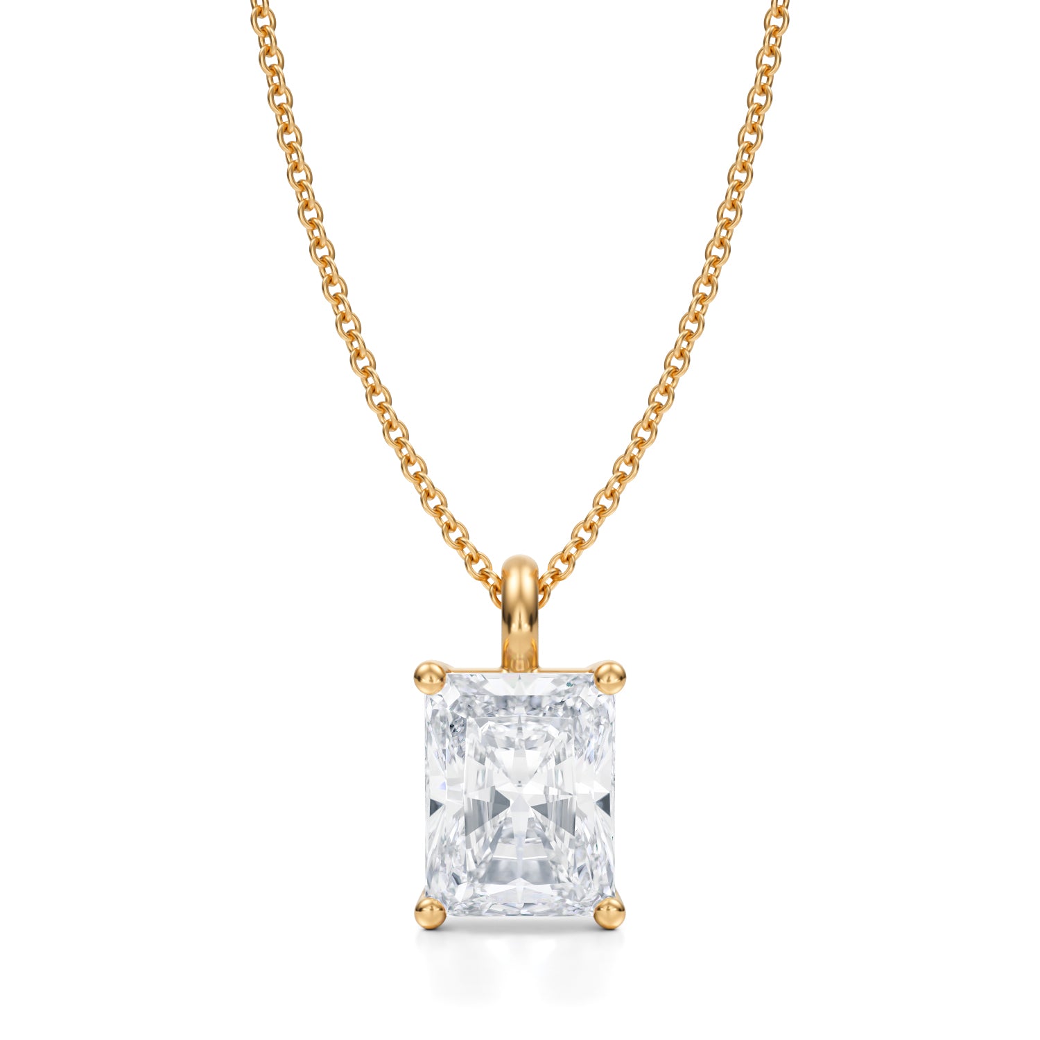 2 1/2 Carat Radiant Lab Grown Diamond Solitaire Pendant