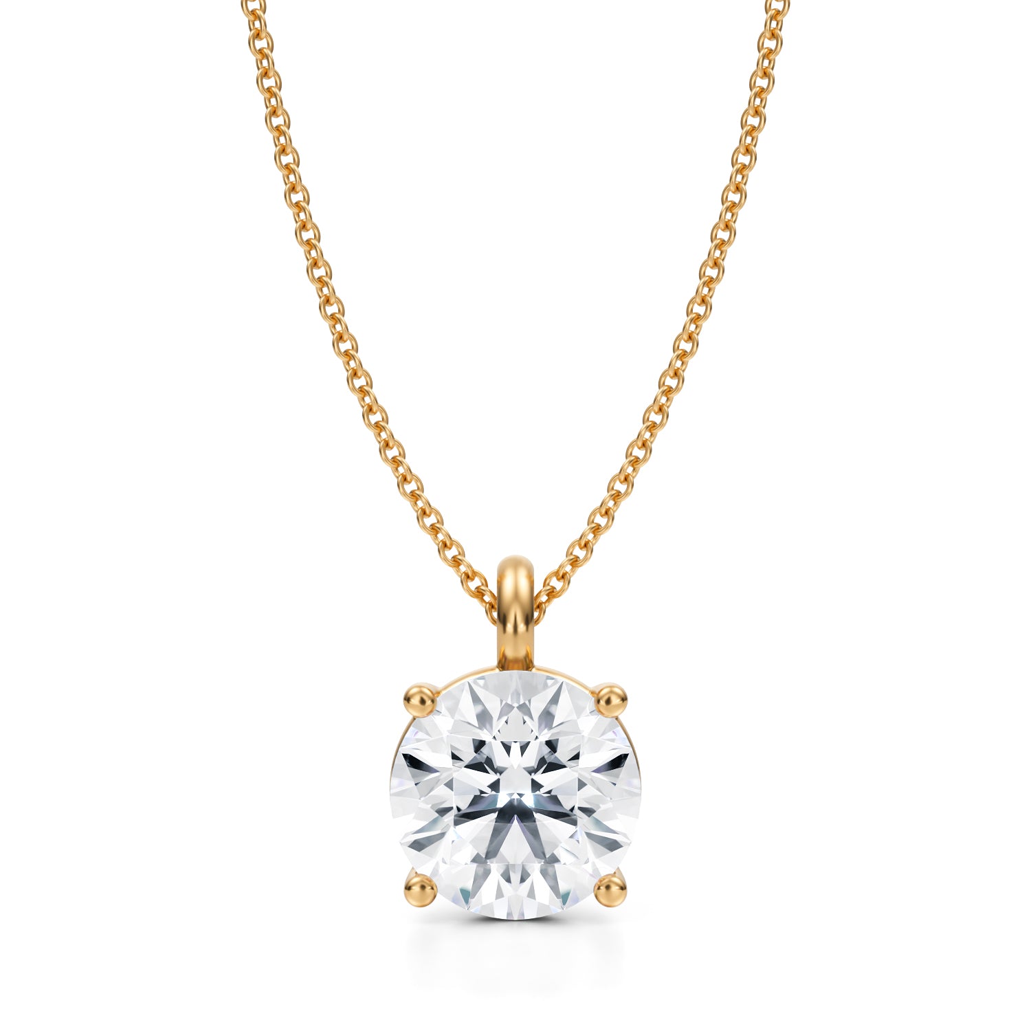 3 Carat Round Lab Grown Diamond Solitaire Pendant