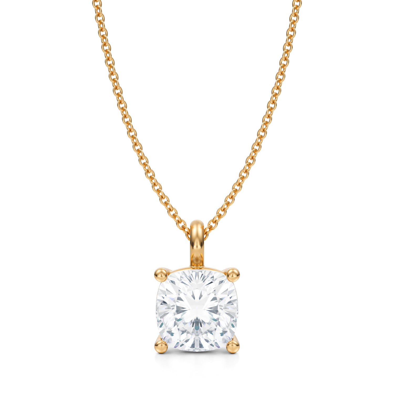 3 Carat Cushion Lab Grown Diamond Solitaire Pendant