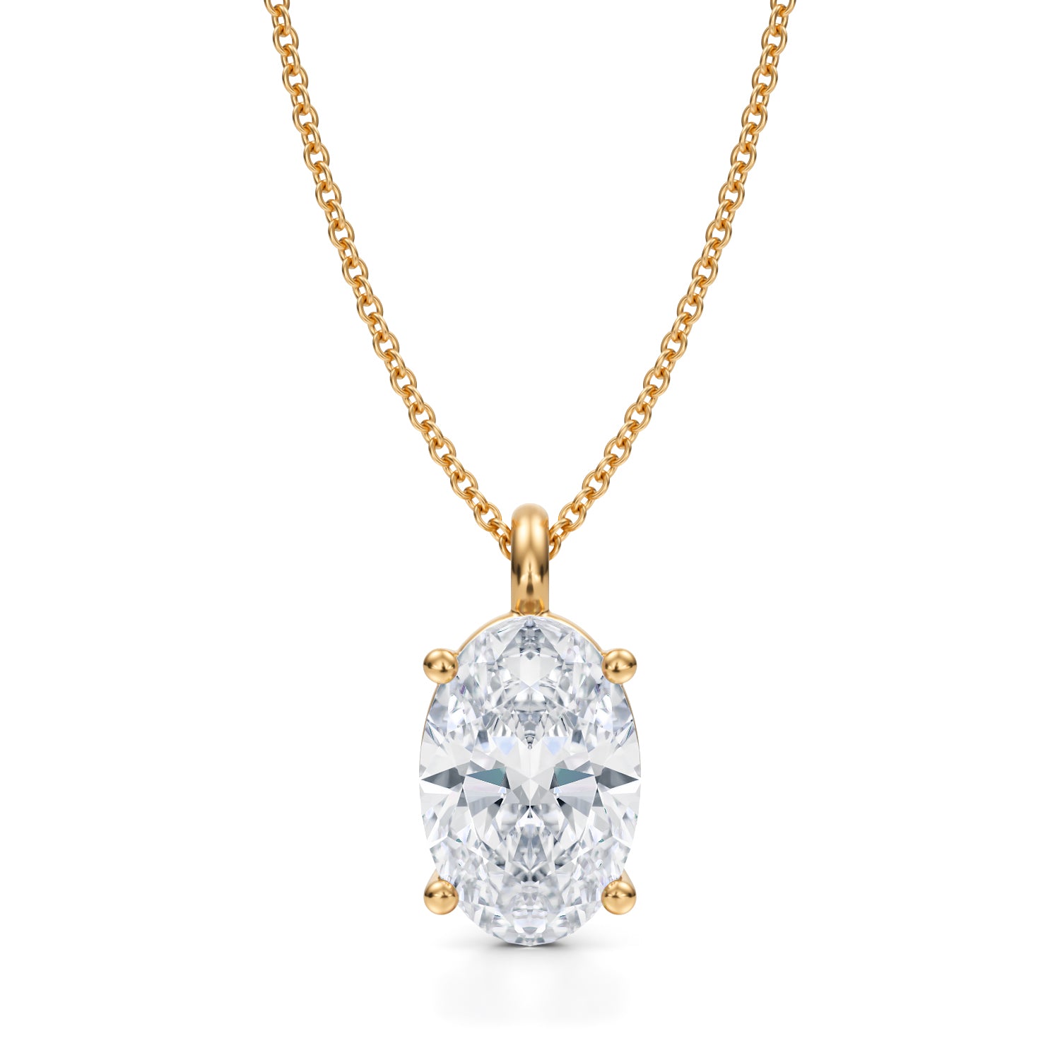 3 Carat Oval Lab Grown Diamond Solitaire Pendant