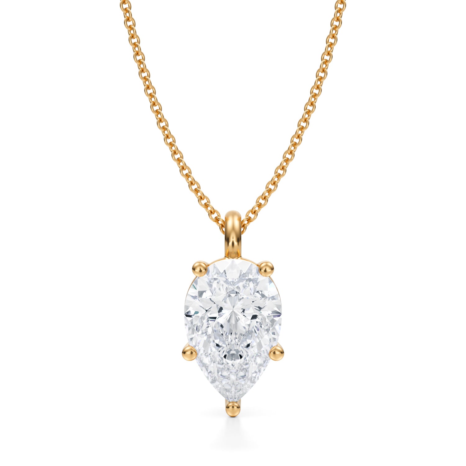 3 Carat Pear Lab Grown Diamond Solitaire Pendant