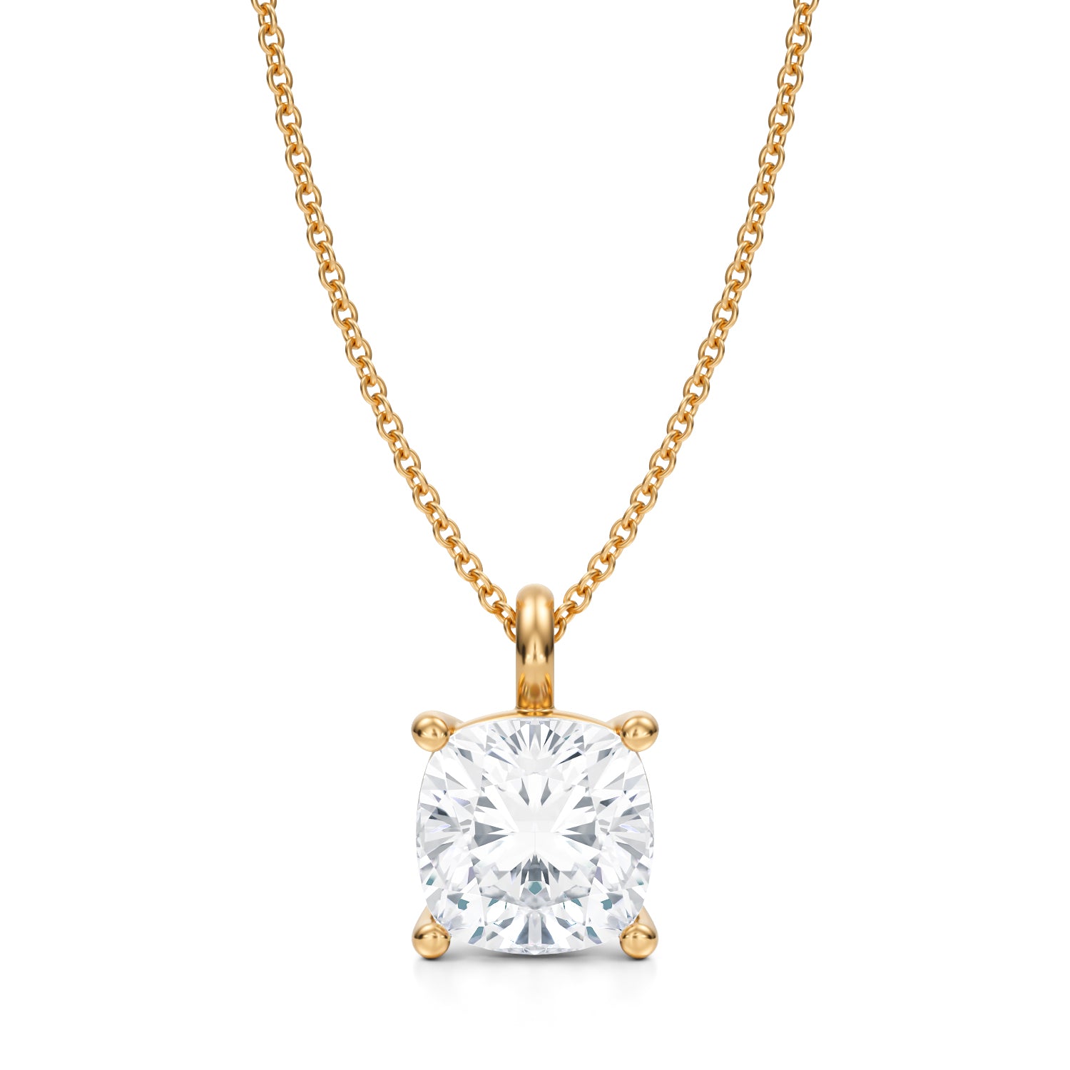 3 1/2 Carat Cushion Lab Grown Diamond Solitaire Pendant