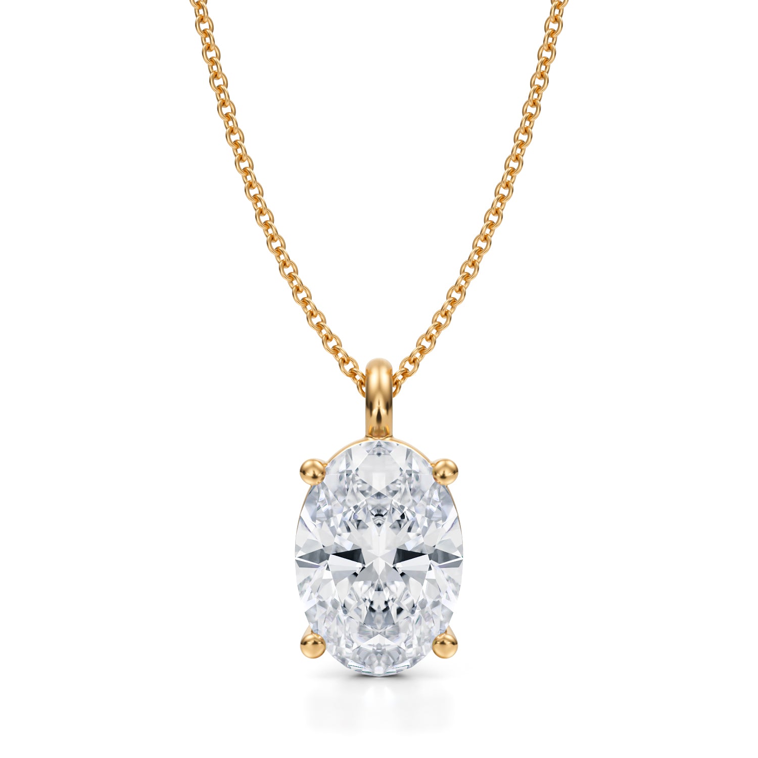 3 1/2 Carat Oval Lab Grown Diamond Solitaire Pendant