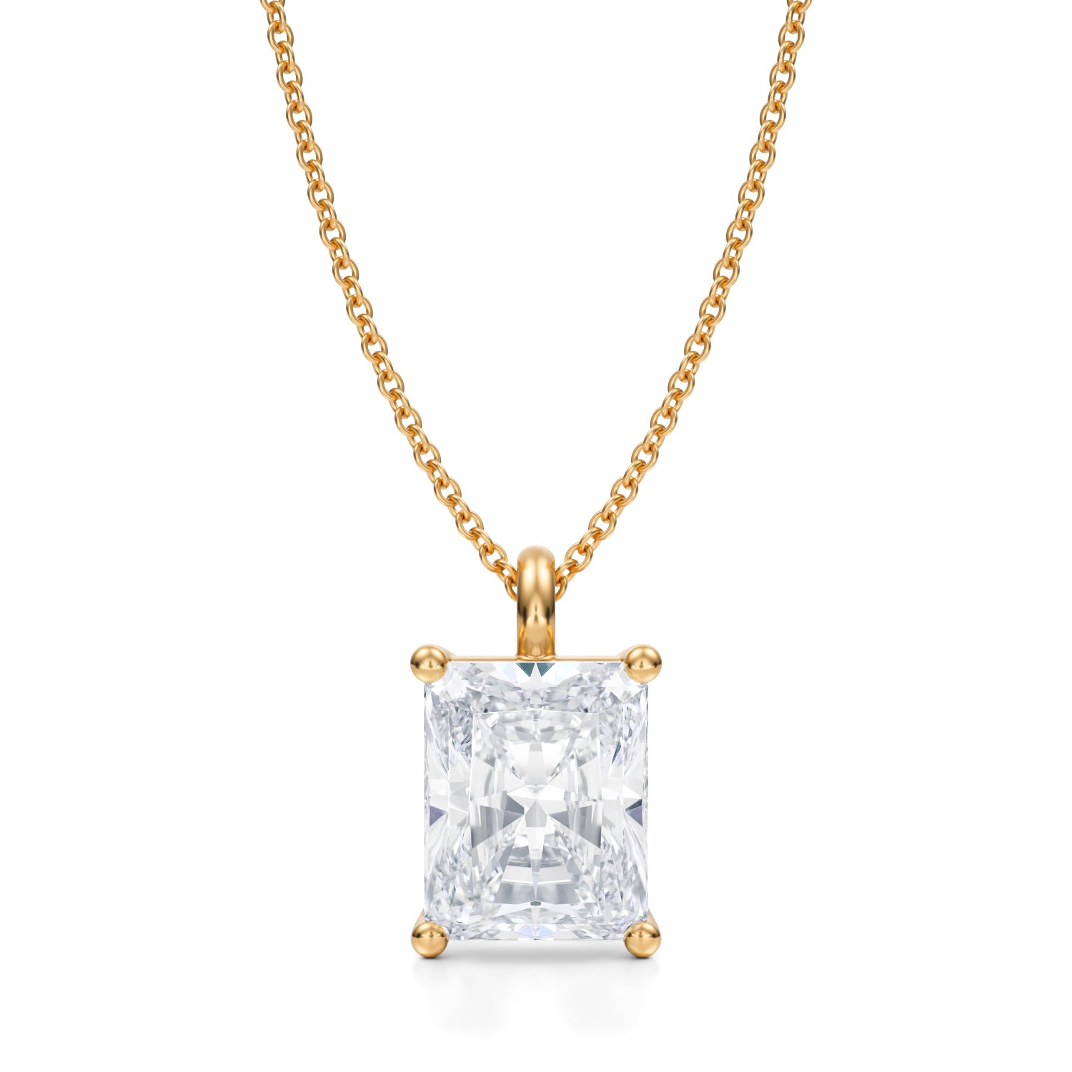 3 1/2 Carat Radiant Lab Grown Diamond Solitaire Pendant