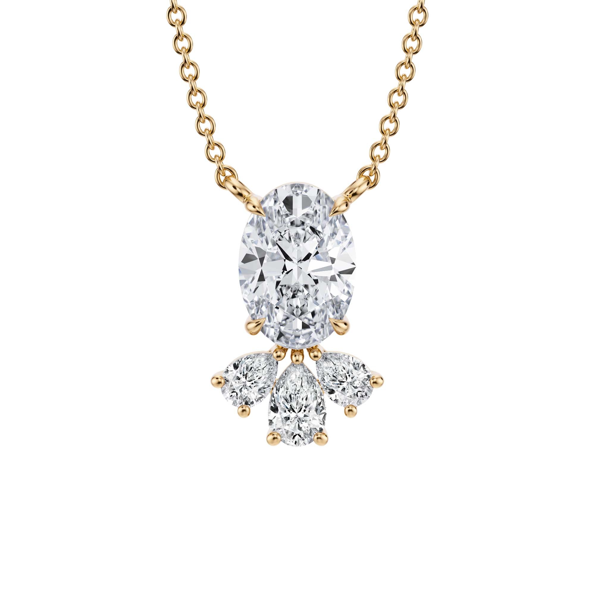 1.5 Carat Oval Royal Marquise Cluster Pendant