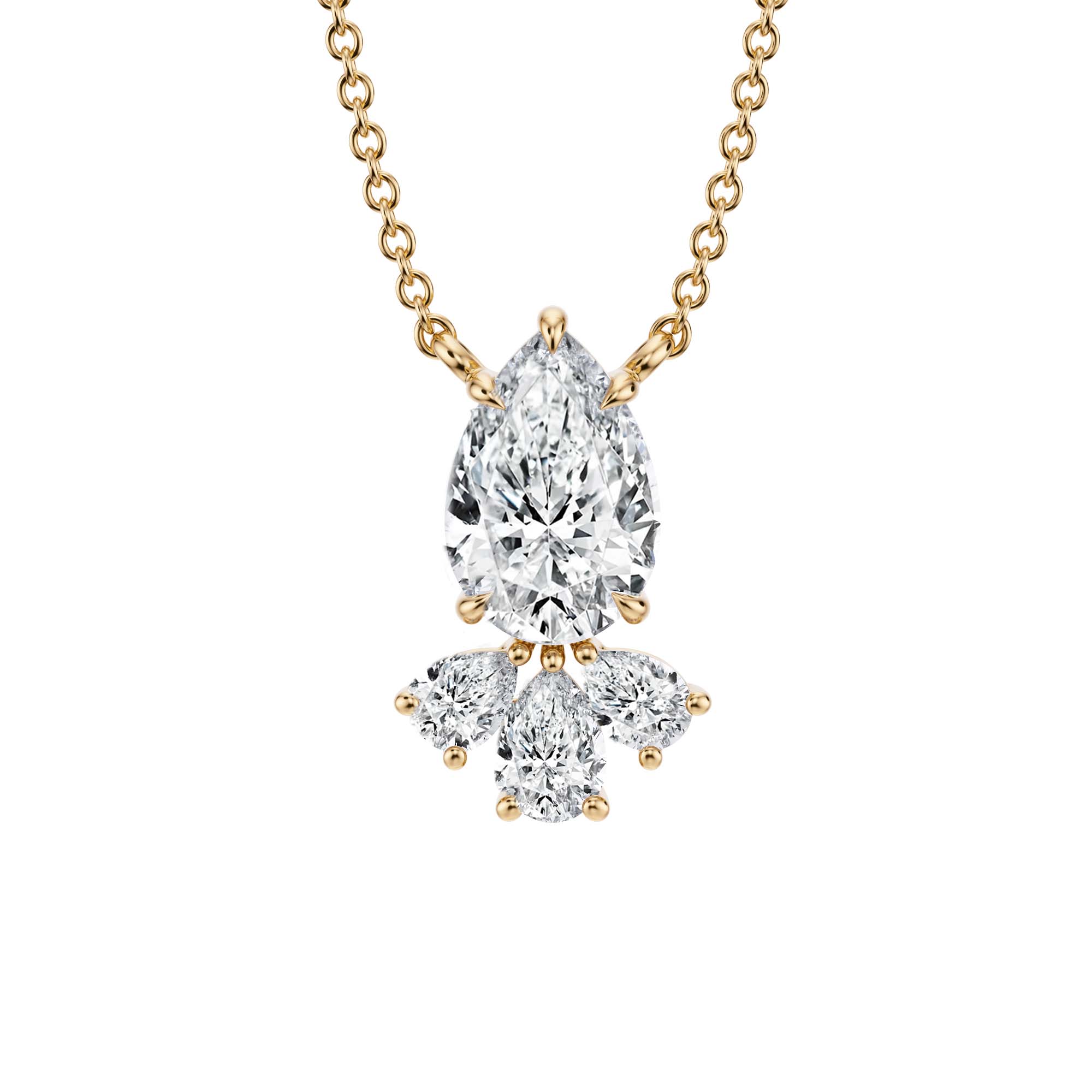 1.5 Carat Pear Royal Marquise Cluster Pendant