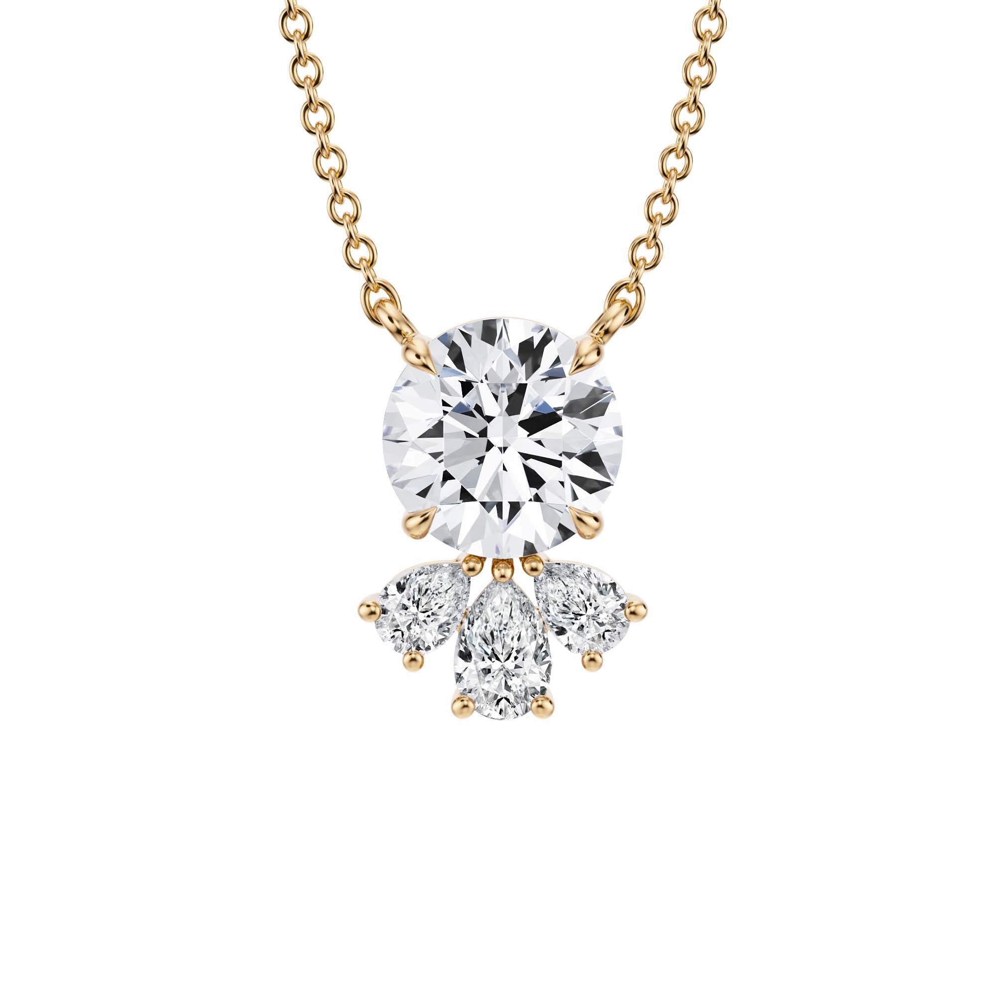 1.5 Carat Round Royal Marquise Cluster Pendant