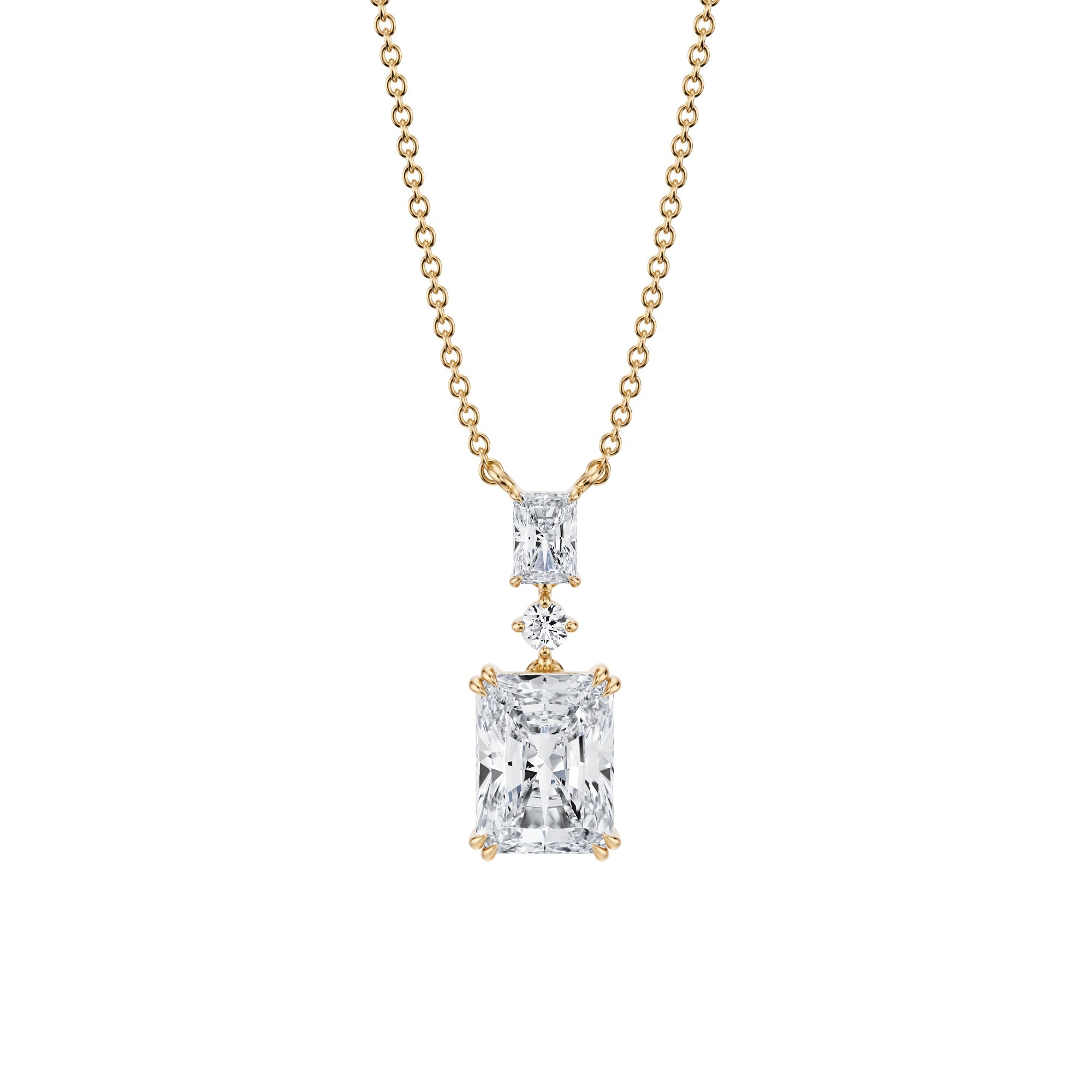 Radiant Alternating 3 Stone Diamond Necklace - 2 Carat