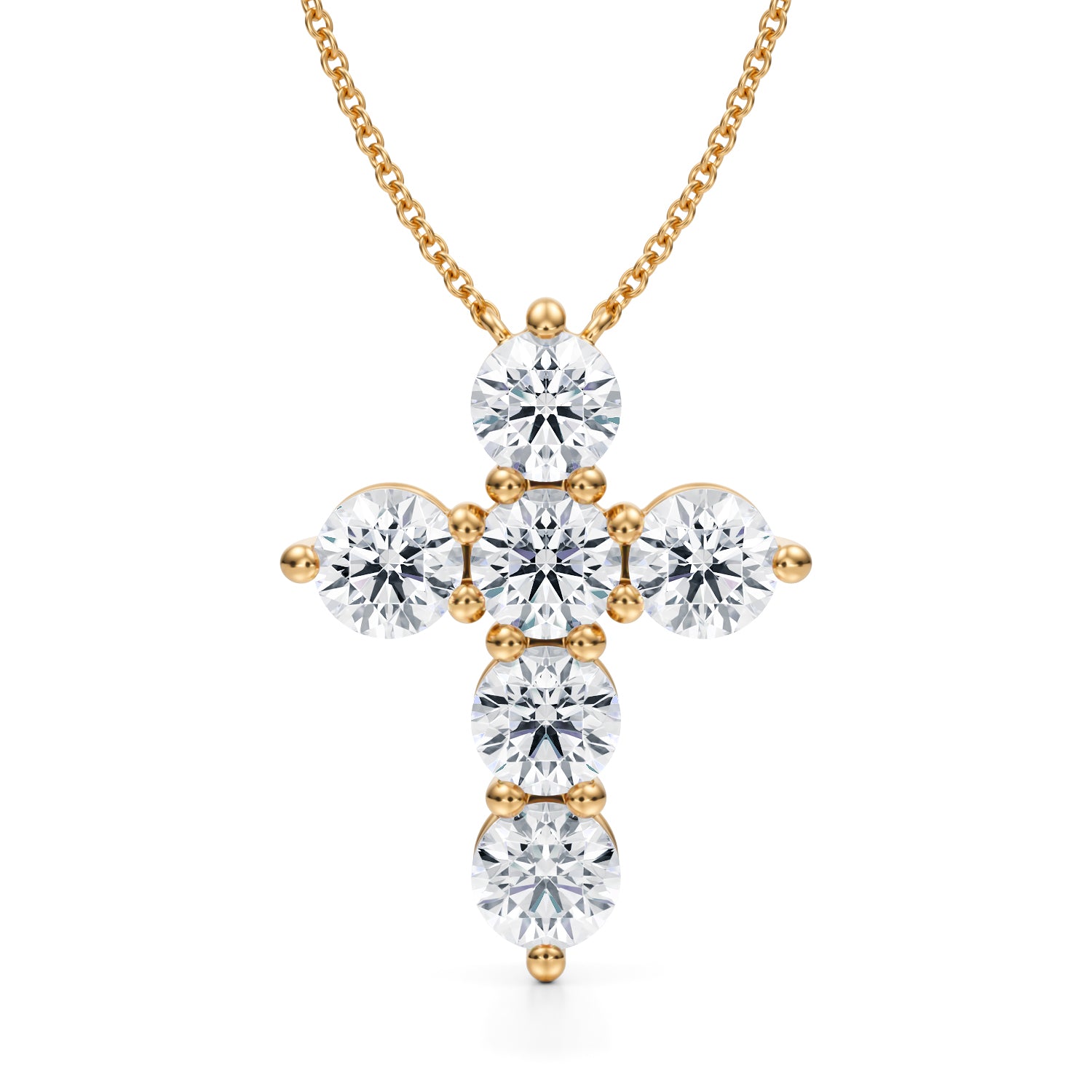 3 Carat Round Cross Lab Grown Diamond Pendant Necklace