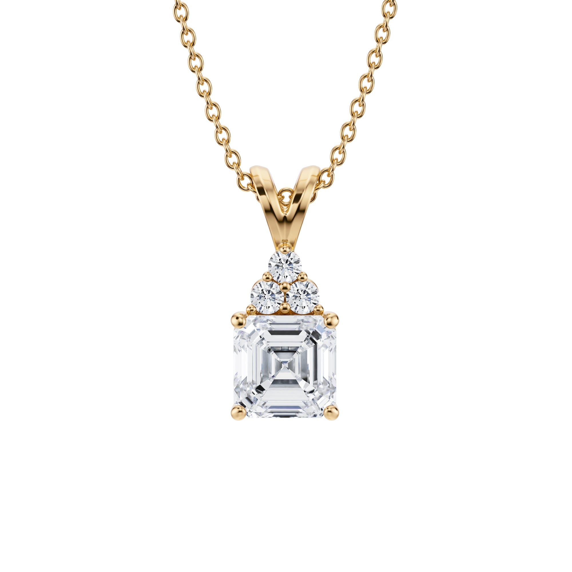 Asscher Cut Royal Round Cluster Pendant