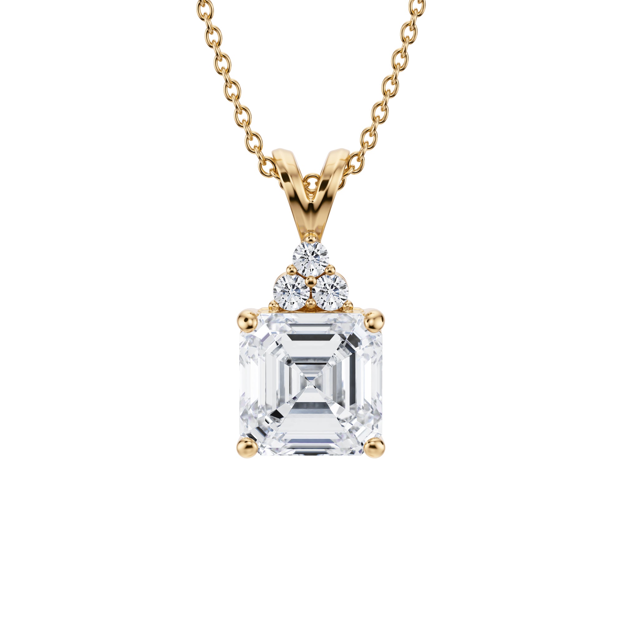 2 Carat Asscher Cut Royal Round Cluster Pendant