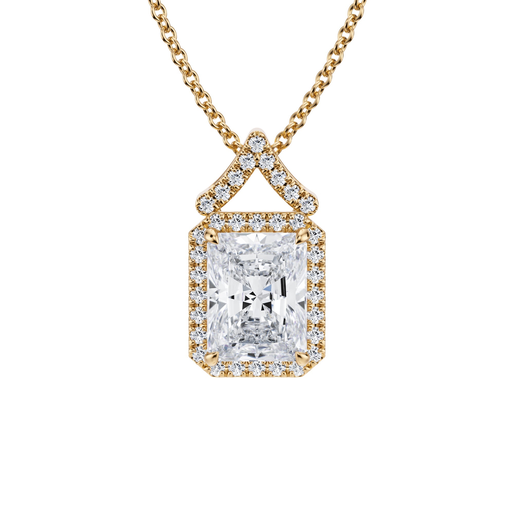 1 1/2 Carat Radiant Halo Pendants