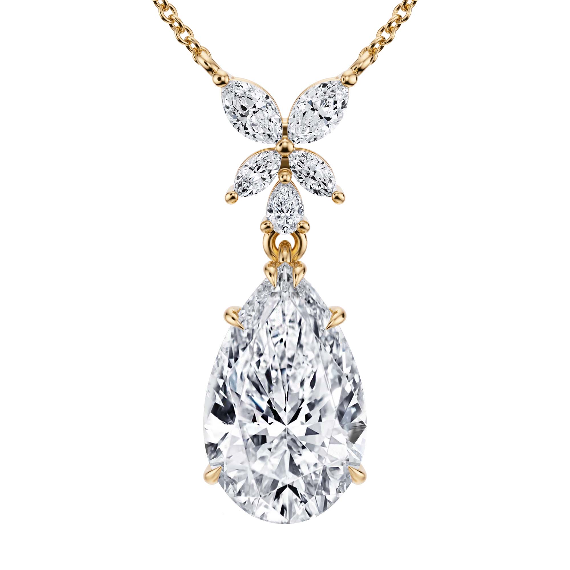 Pear And Marquise Pendant Necklace 4.5 Carat