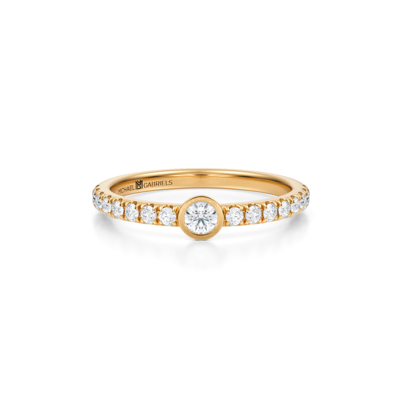 Round Bezel Stackable Pave Ring