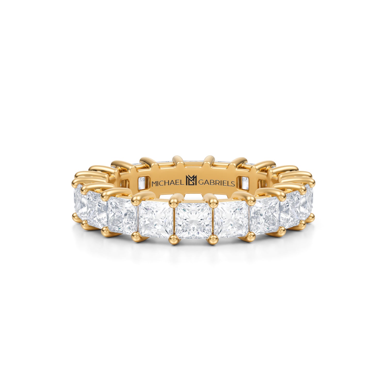 4 Carat Princess Cut Lab Grown Diamond Basket Eternity Band