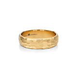 Hammered matte yellow gold wedding band for men, 5mm.