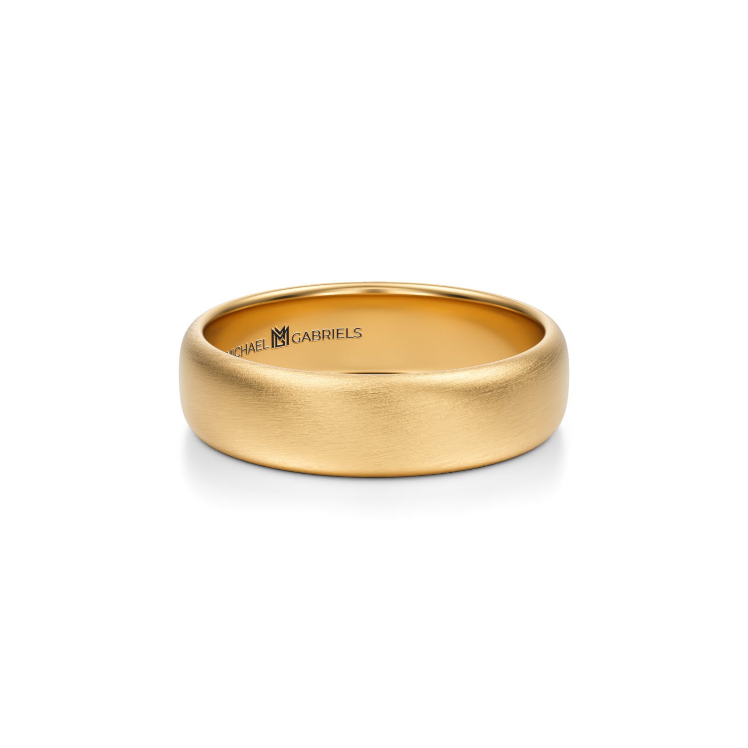 Matte yellow gold wedding band for men, 5mm.