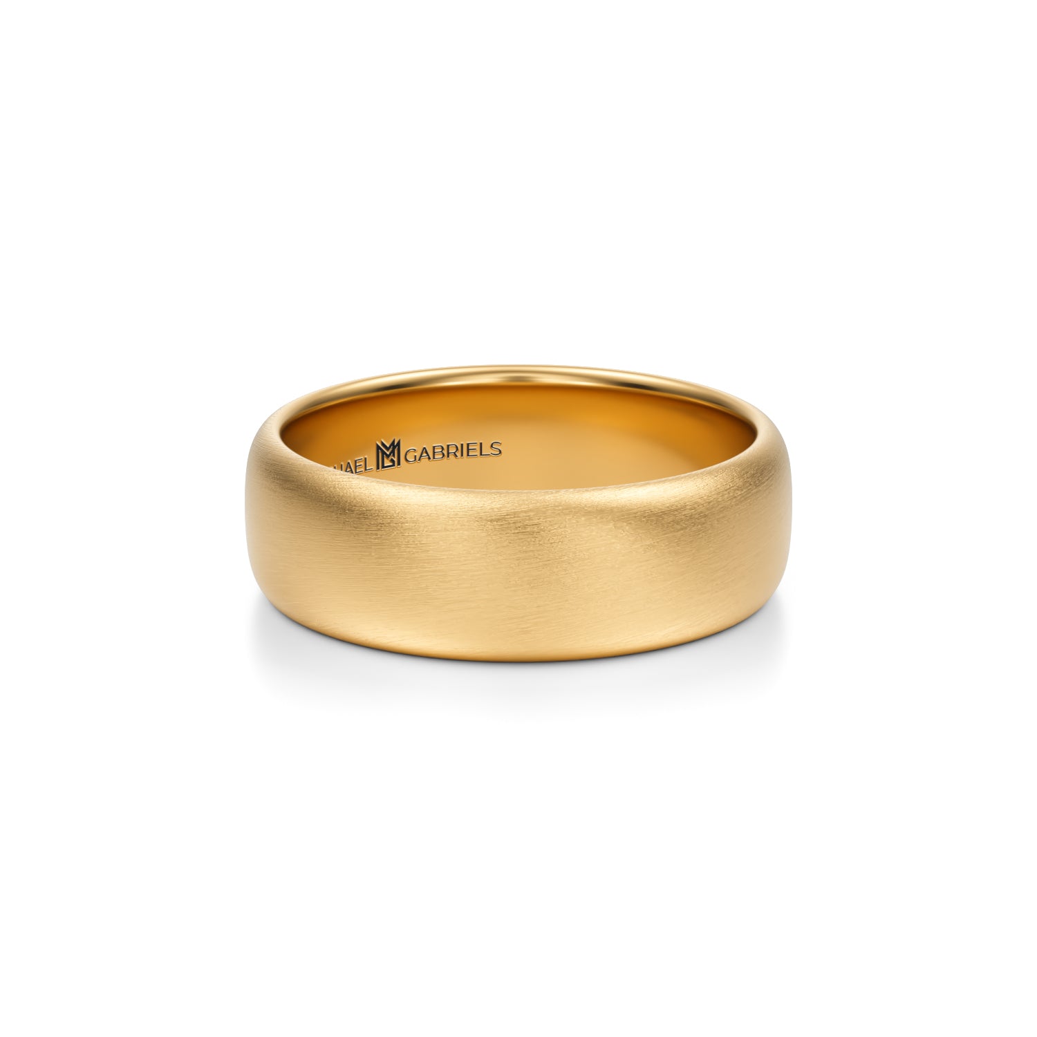 Matte yellow gold wedding band for men, 6mm.