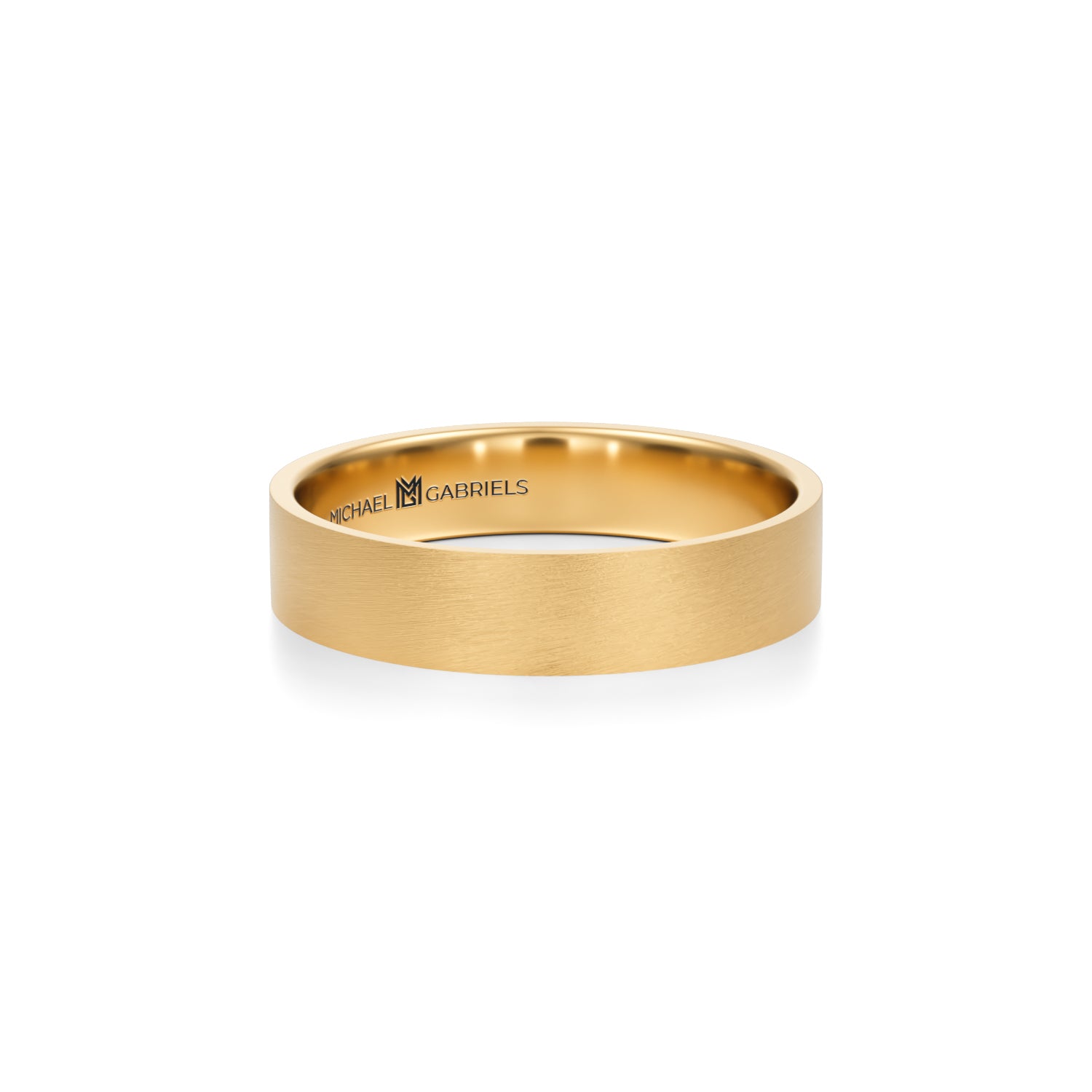 Matte yellow gold wedding band for men, 4mm.