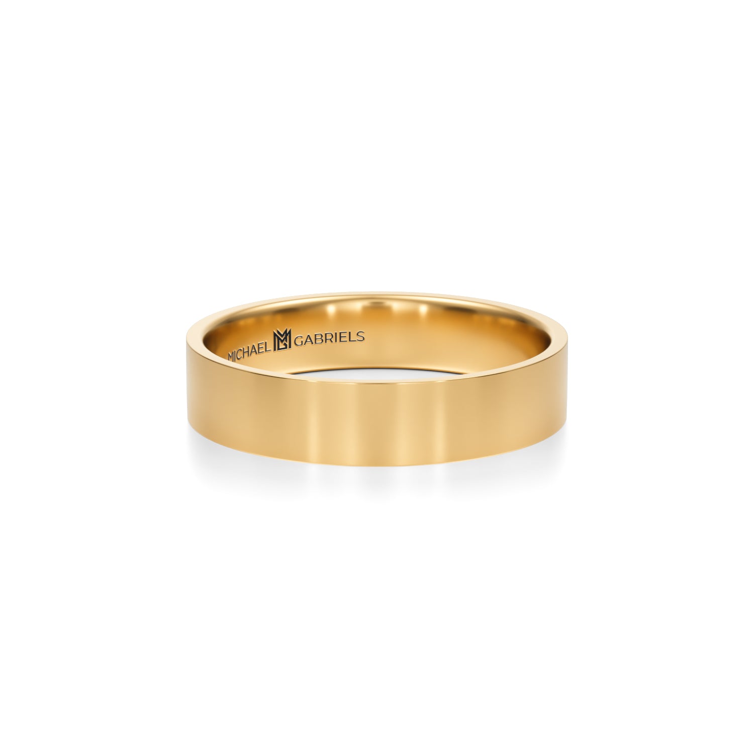 4mm yellow gold wedding band with sleek finish.