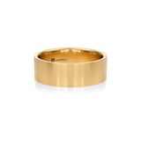 6mm yellow gold wedding band with sleek, polished finish for men.