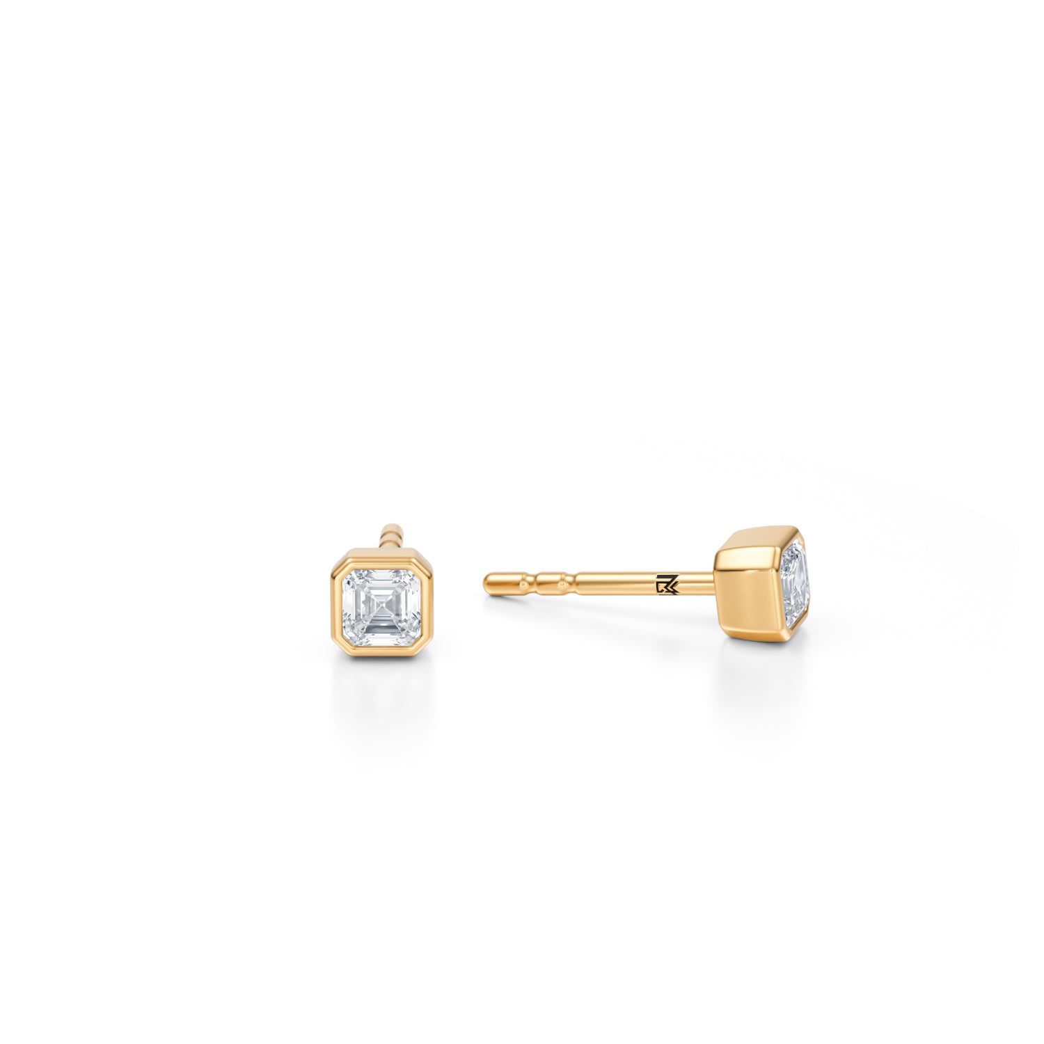 Asscher Cut Bezel Stud Lab Grown Diamond Earrings