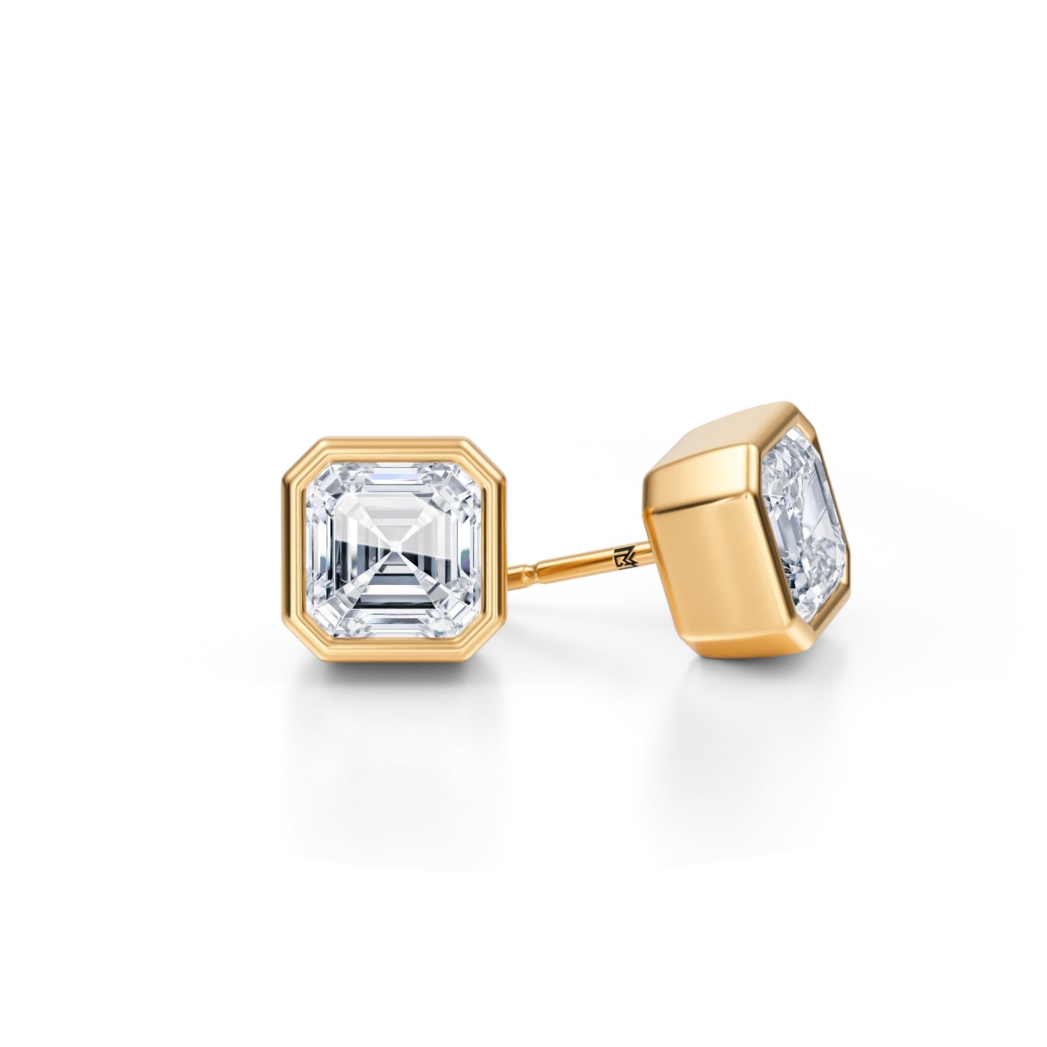 4 Carat Asscher Cut Bezel Stud Lab Grown Diamond Earrings