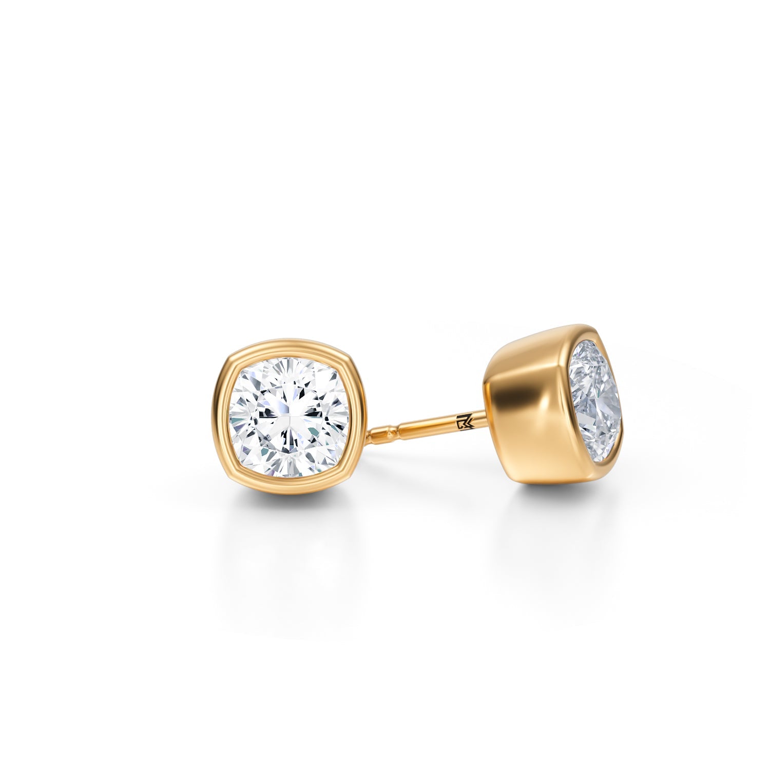 3 Carat Cushion Bezel Stud Lab Grown Diamond Earrings