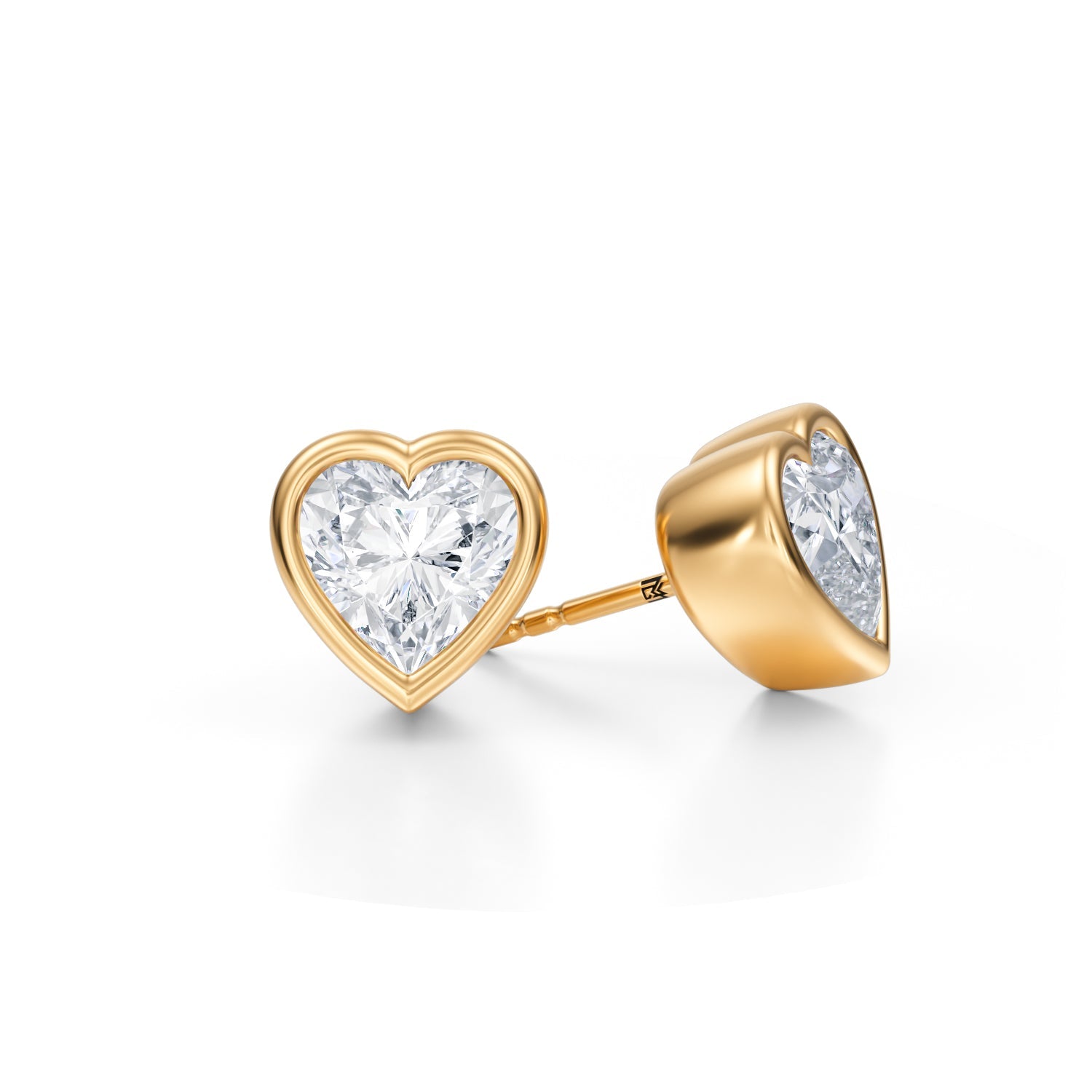 4 Carat Heart Shape Bezel Stud Lab Grown Diamond Earrings