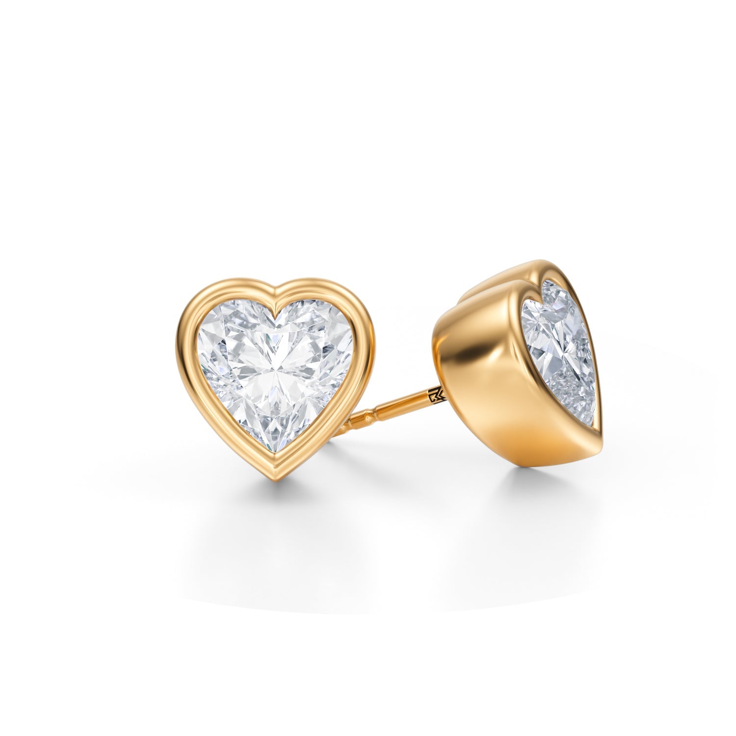 5 Carat Heart Shape Bezel Stud Lab Grown Diamond Earrings