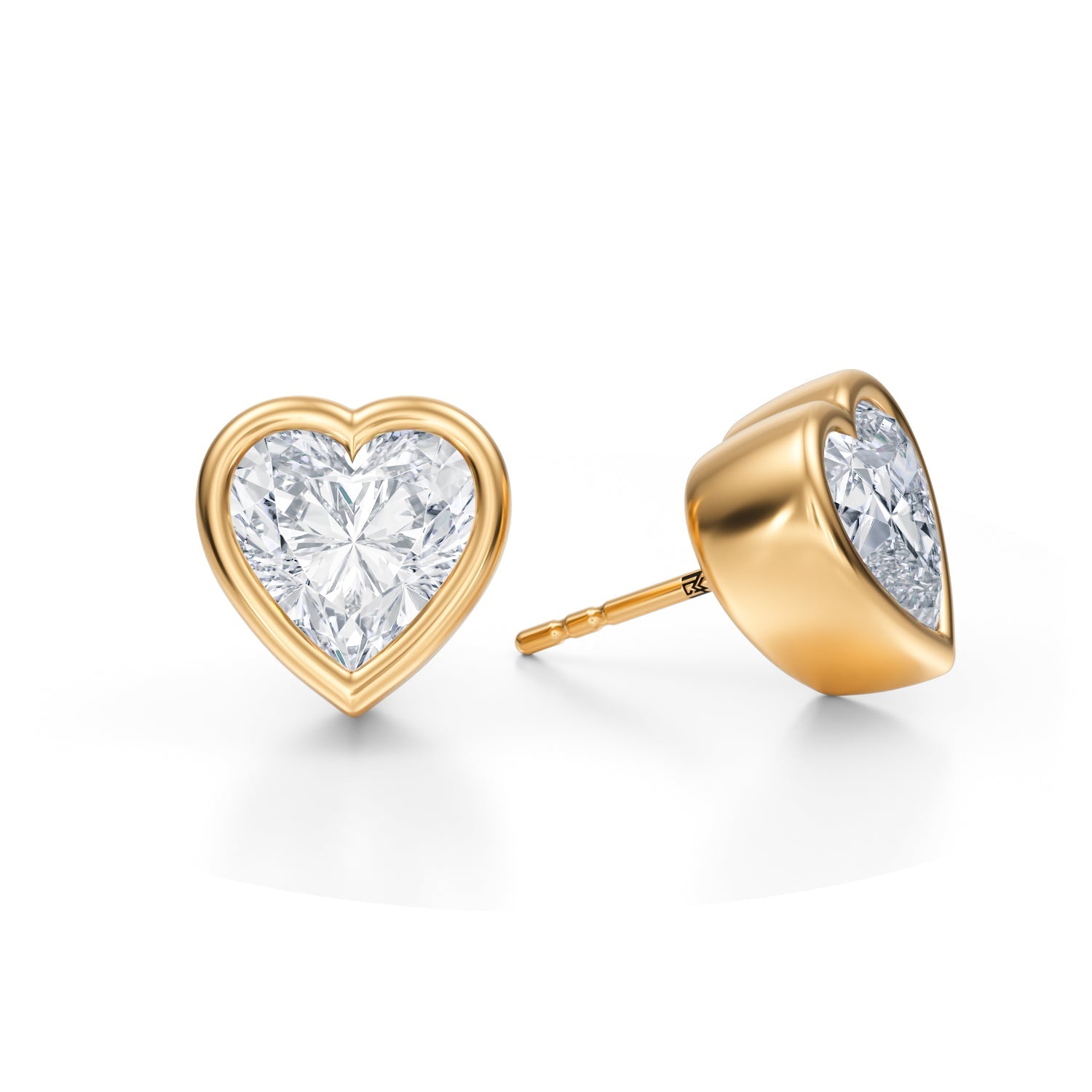 6 Carat Heart Shape Bezel Stud Lab Grown Diamond Earrings