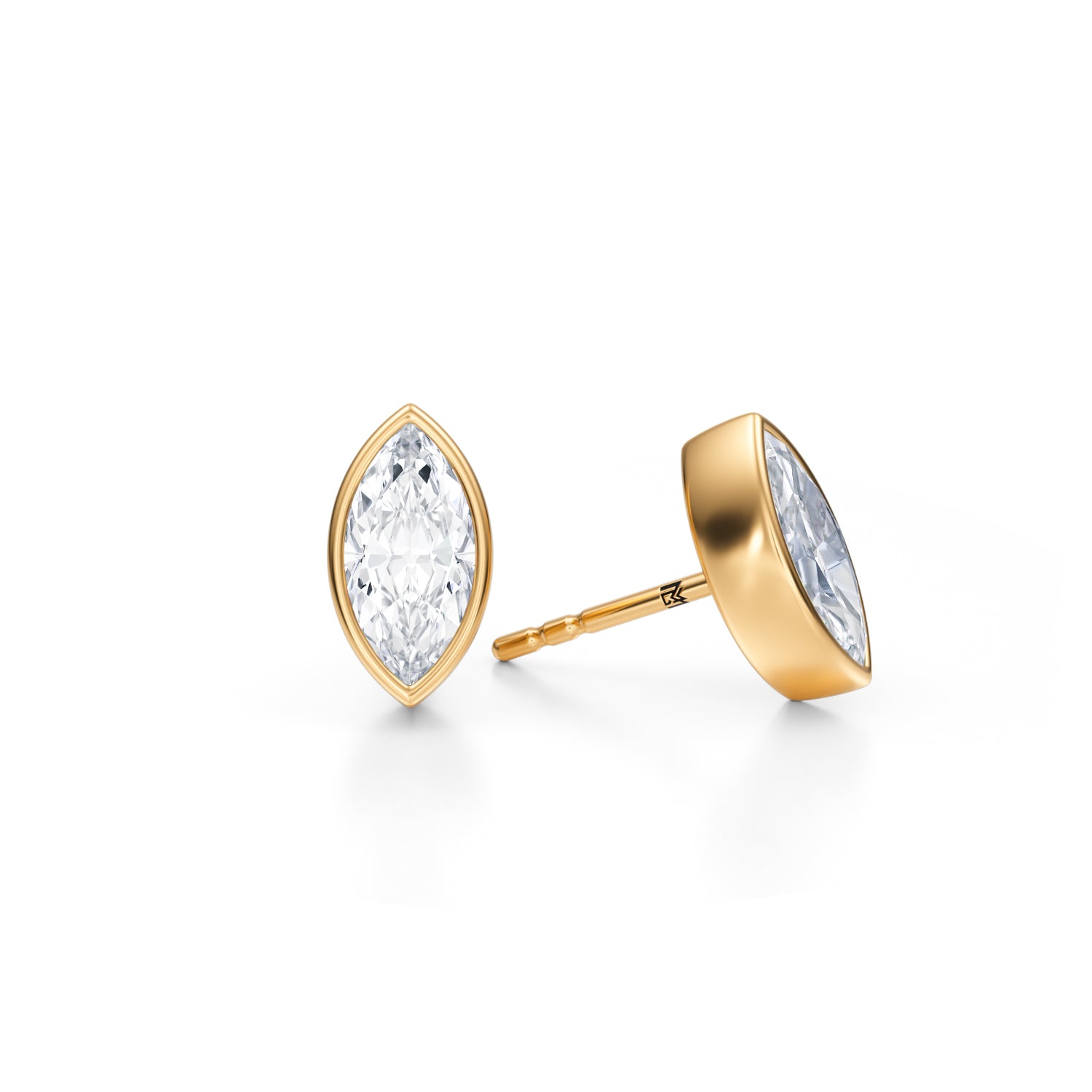 2 Carat Marquise Bezel Stud Lab Grown Diamond Earrings