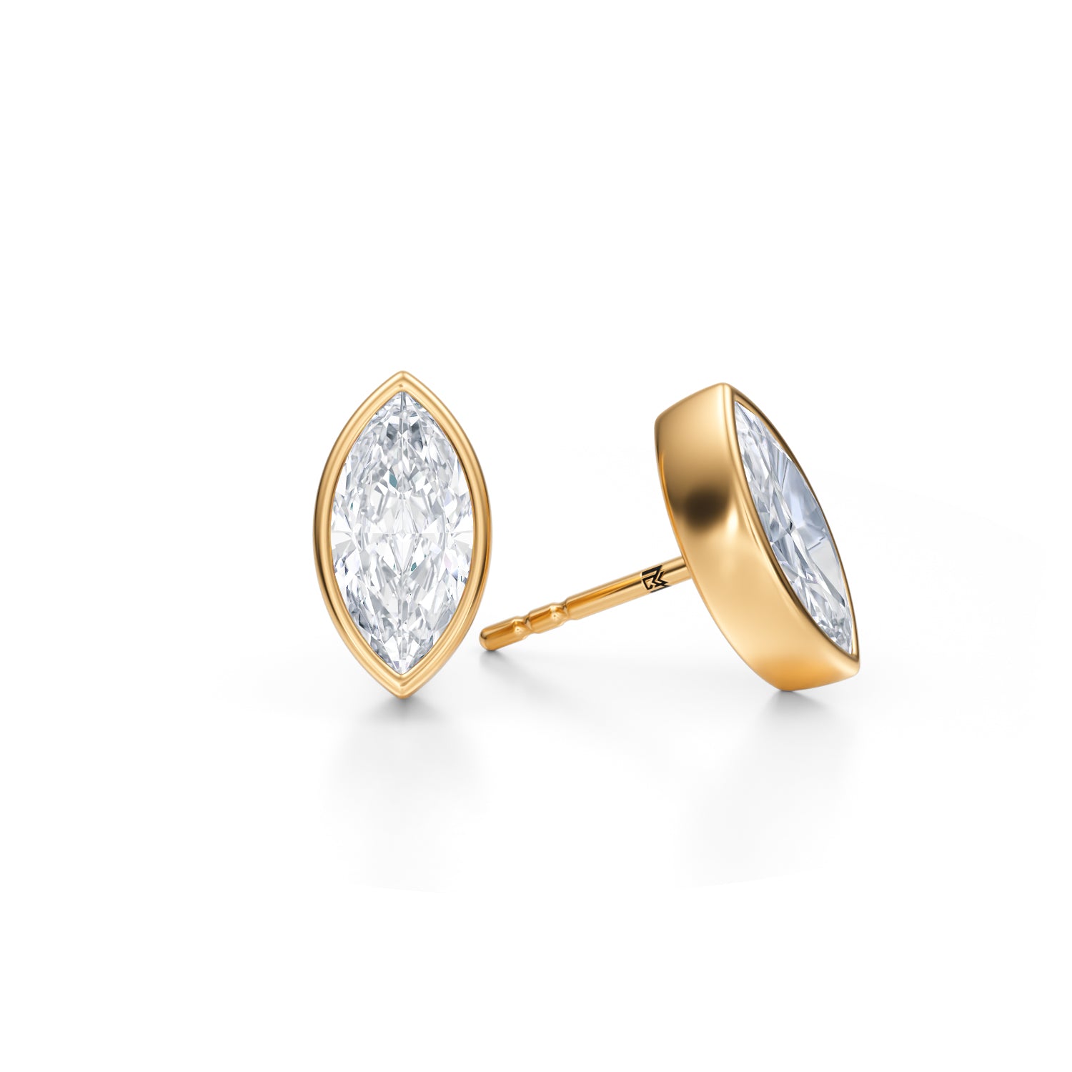 2.5 Carat Marquise Bezel Stud Lab Grown Diamond Earrings