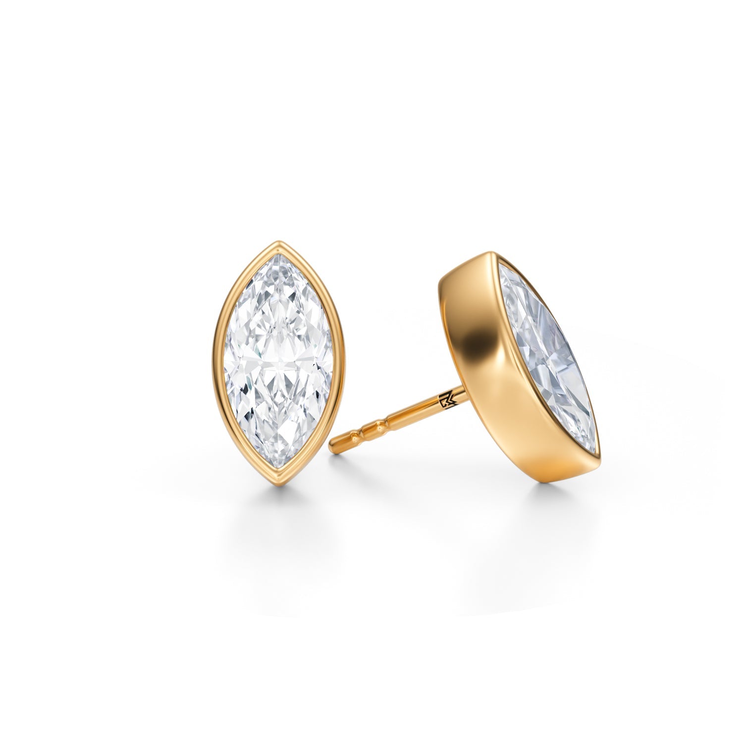 3 Carat Marquise Bezel Stud Lab Grown Diamond Earrings