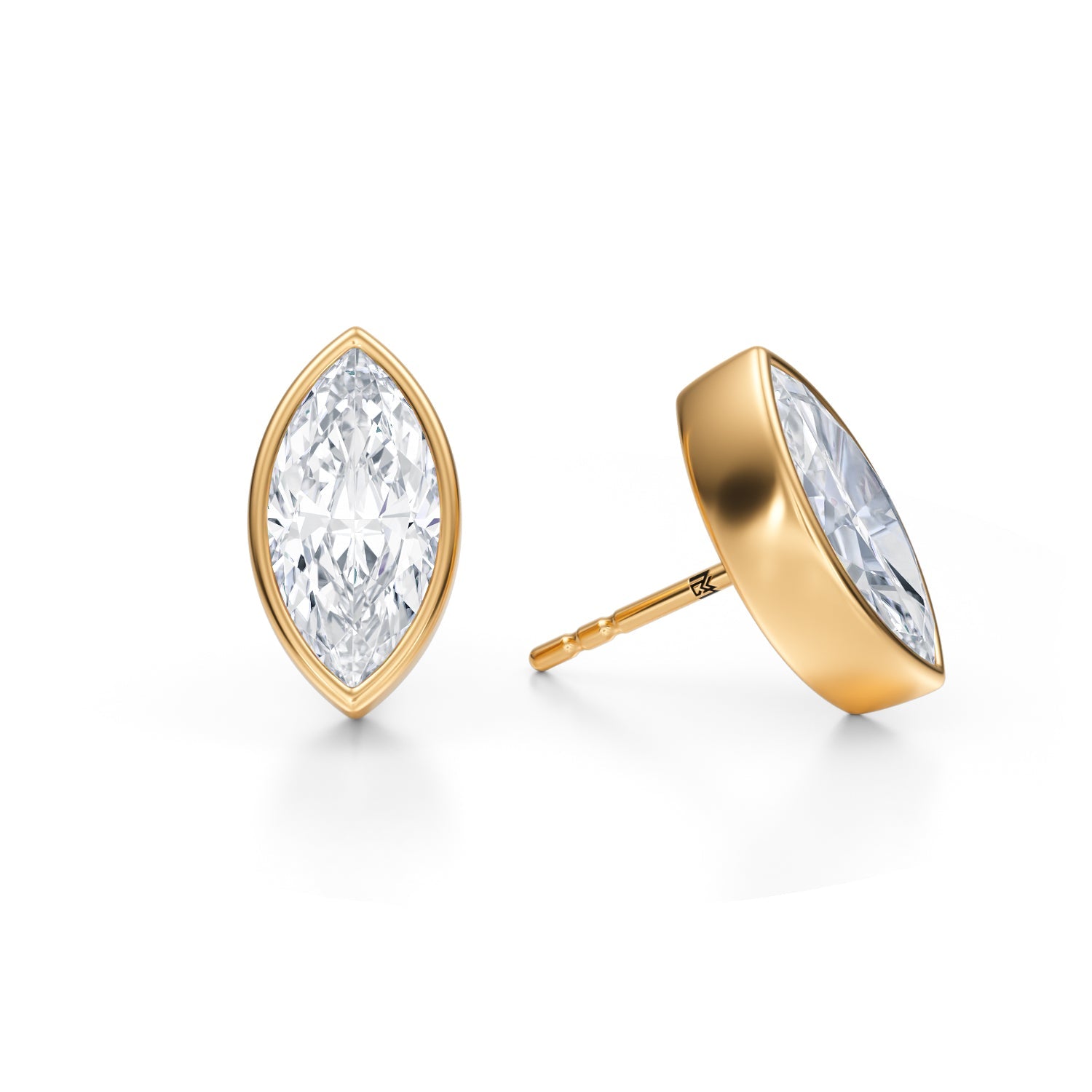 4 Carat Marquise Bezel Stud Lab Grown Diamond Earrings